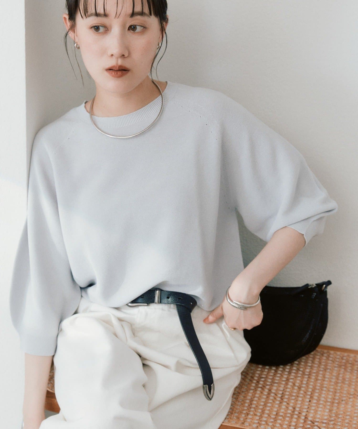 RIVE DROITE(リヴドロワ) 【手洗い可能】ハーフバルーンスリーブニット