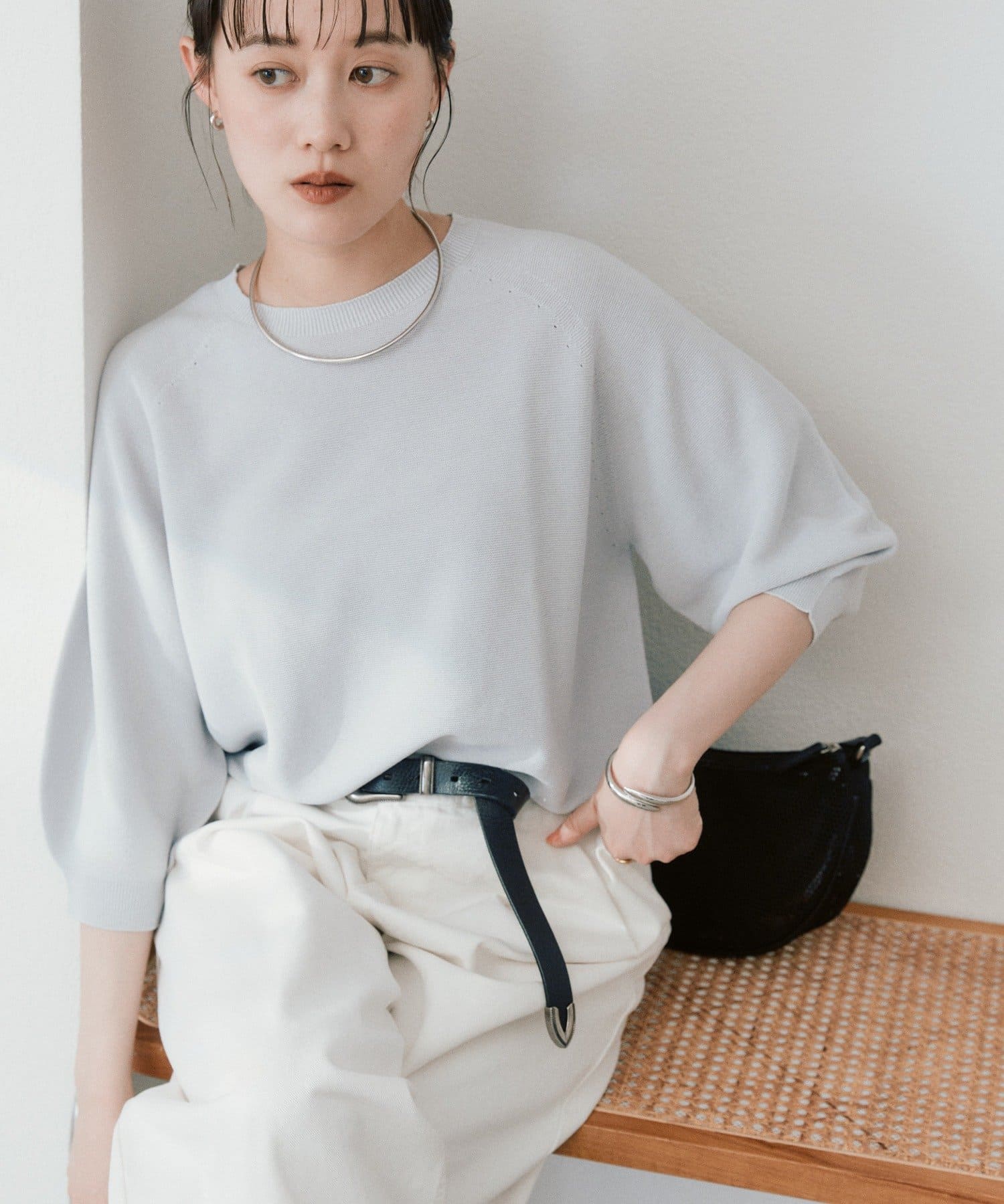 RIVE DROITE(リヴドロワ) 【手洗い可能】ハーフバルーンスリーブニット