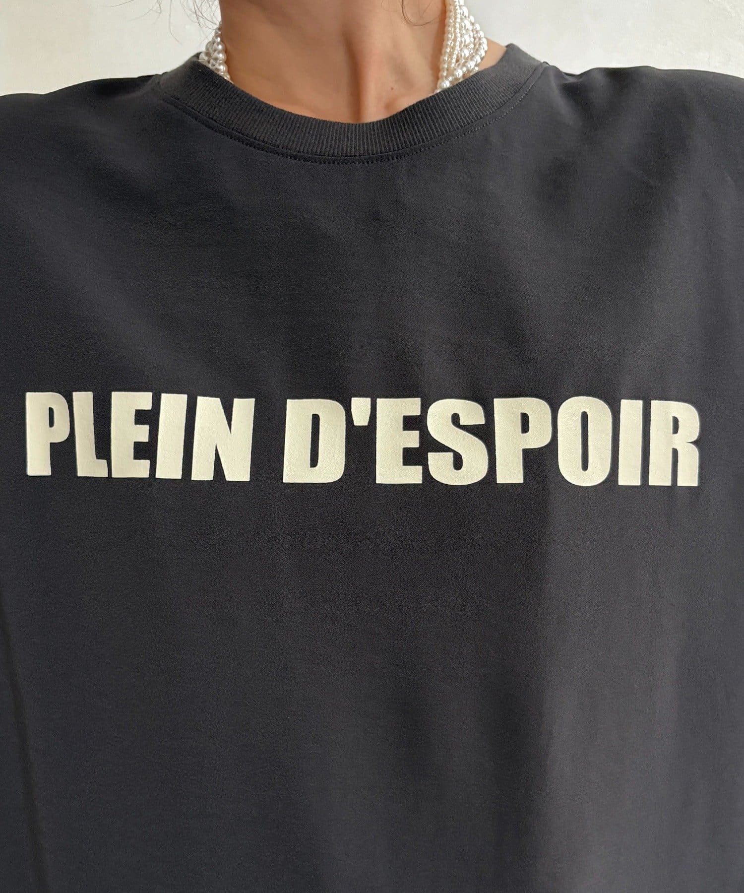 DOUDOU(ドゥドゥ) PLEIN D'ESPOIR ジョーゼット半袖ロゴTEE