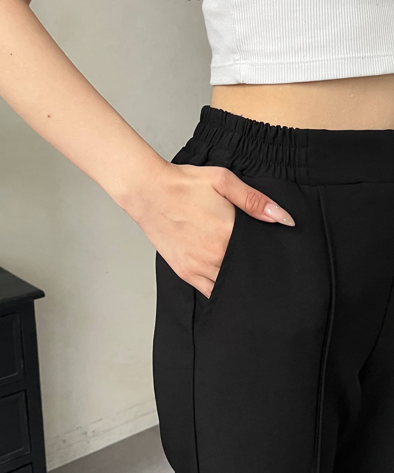 prose verse(プロズヴェール) センターピンタックウエストドロストフレアパンツ