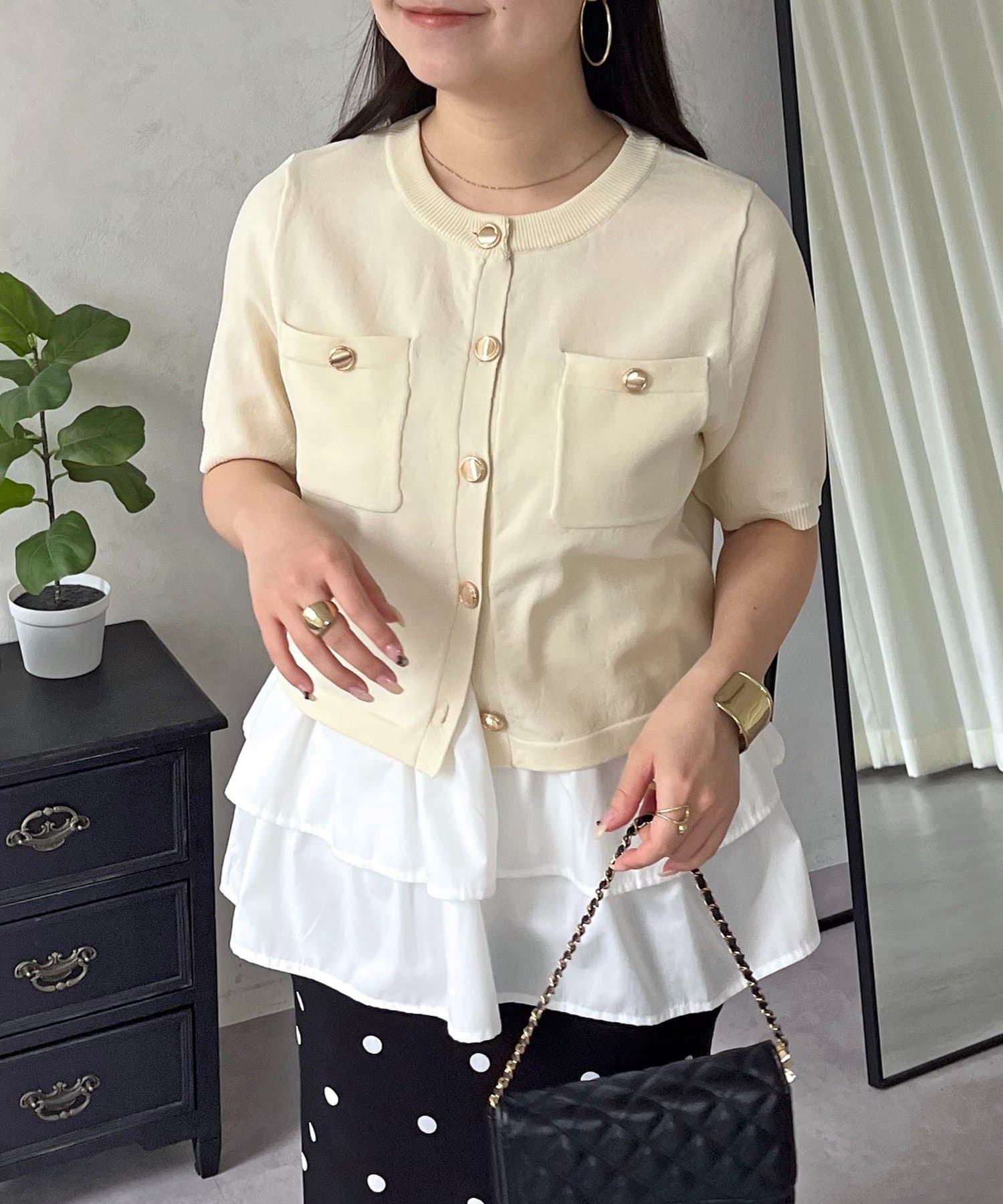 prose verse(プロズヴェール) 金ボタン胸ポケットショートカーディガン