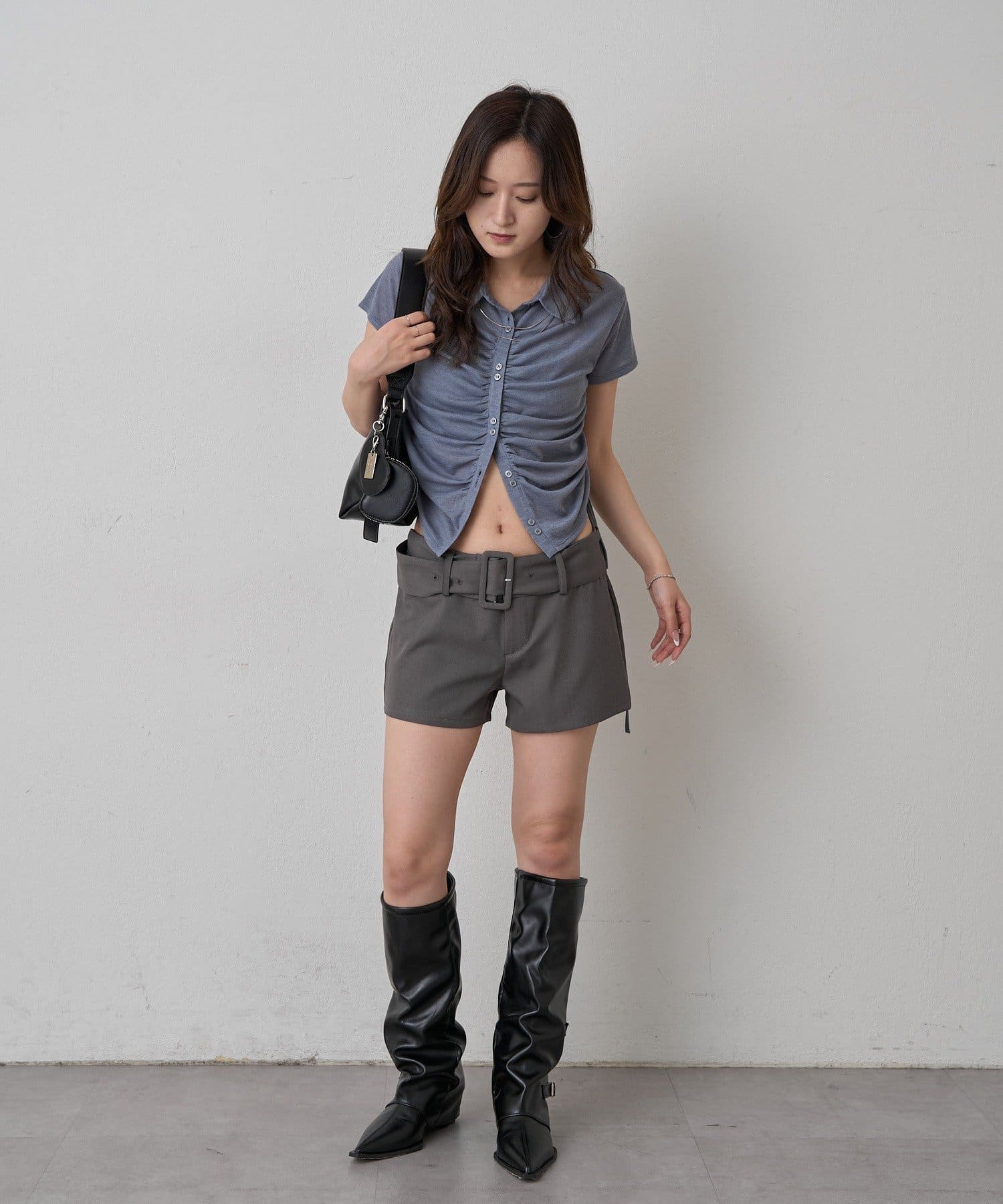 mline(エムライン) [mline]ローライズ ベルトショートパンツ