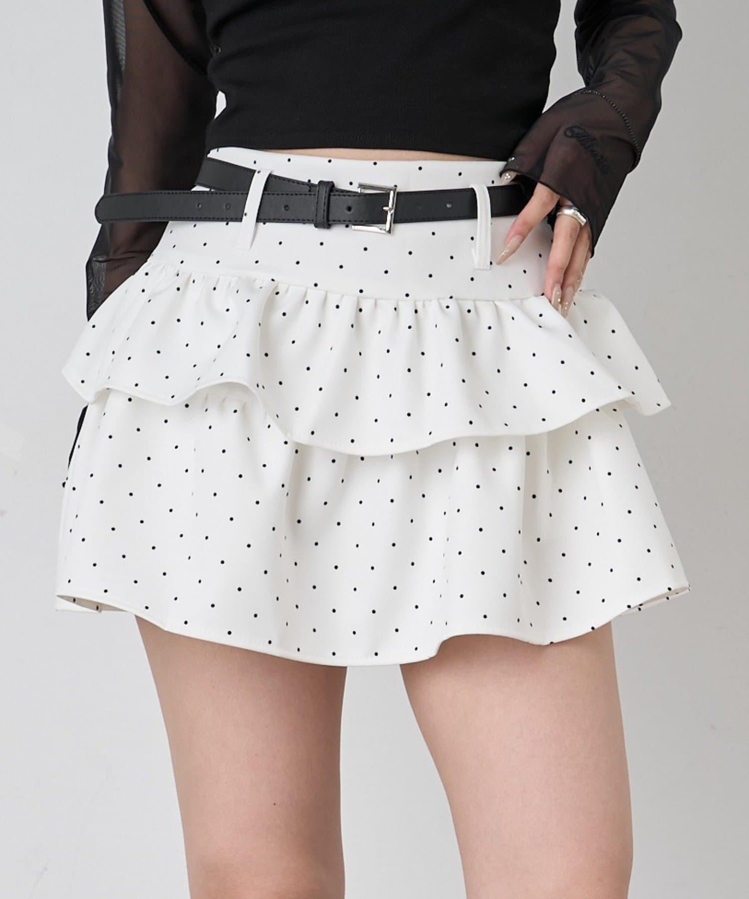 mline(エムライン) [mline]ベルト付き ドットスカート