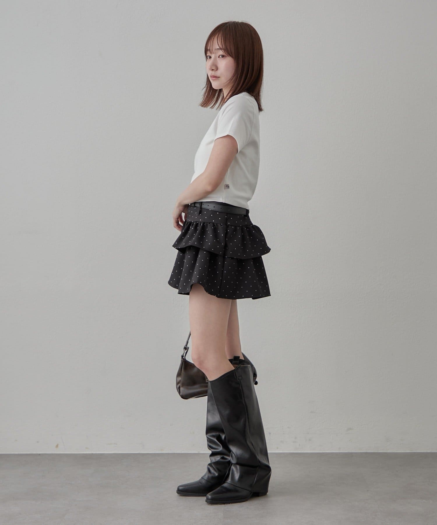 mline(エムライン) [mline]ベルト付き ドットスカート