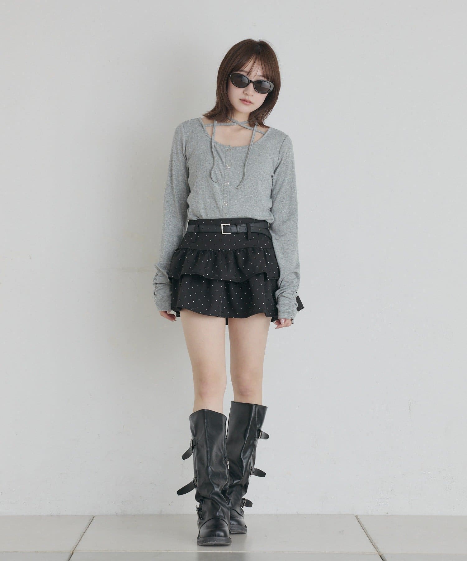 mline(エムライン) [mline]ベルト付き ドットスカート