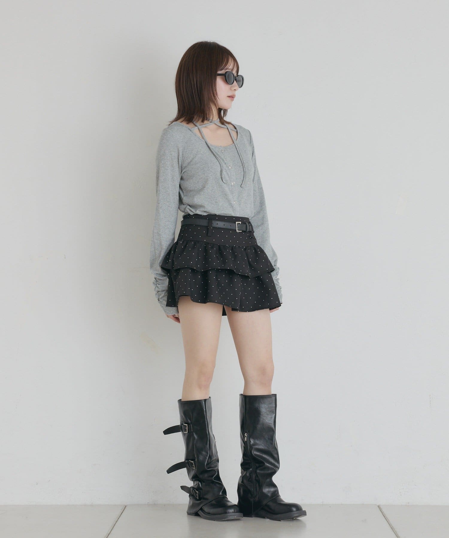 mline(エムライン) [mline]ベルト付き ドットスカート