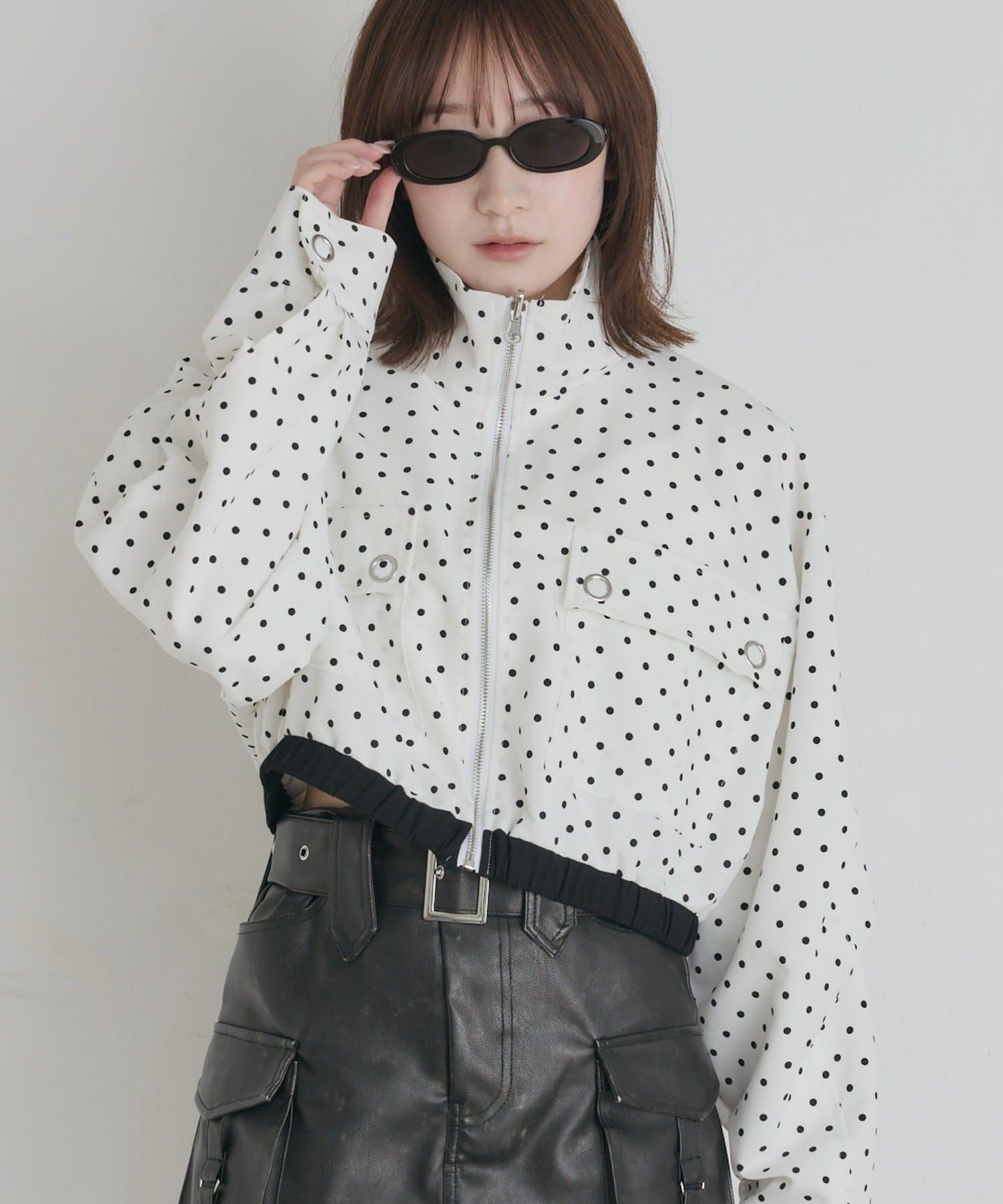 mline(エムライン) [mline]ドットリバーシブル ZIPブルゾン