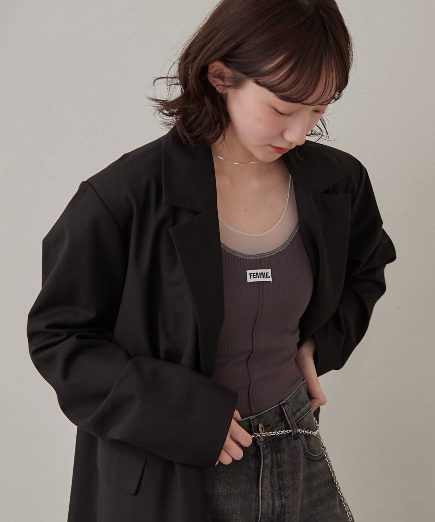 mline(エムライン) [mline]シアーレイヤーキャミソール