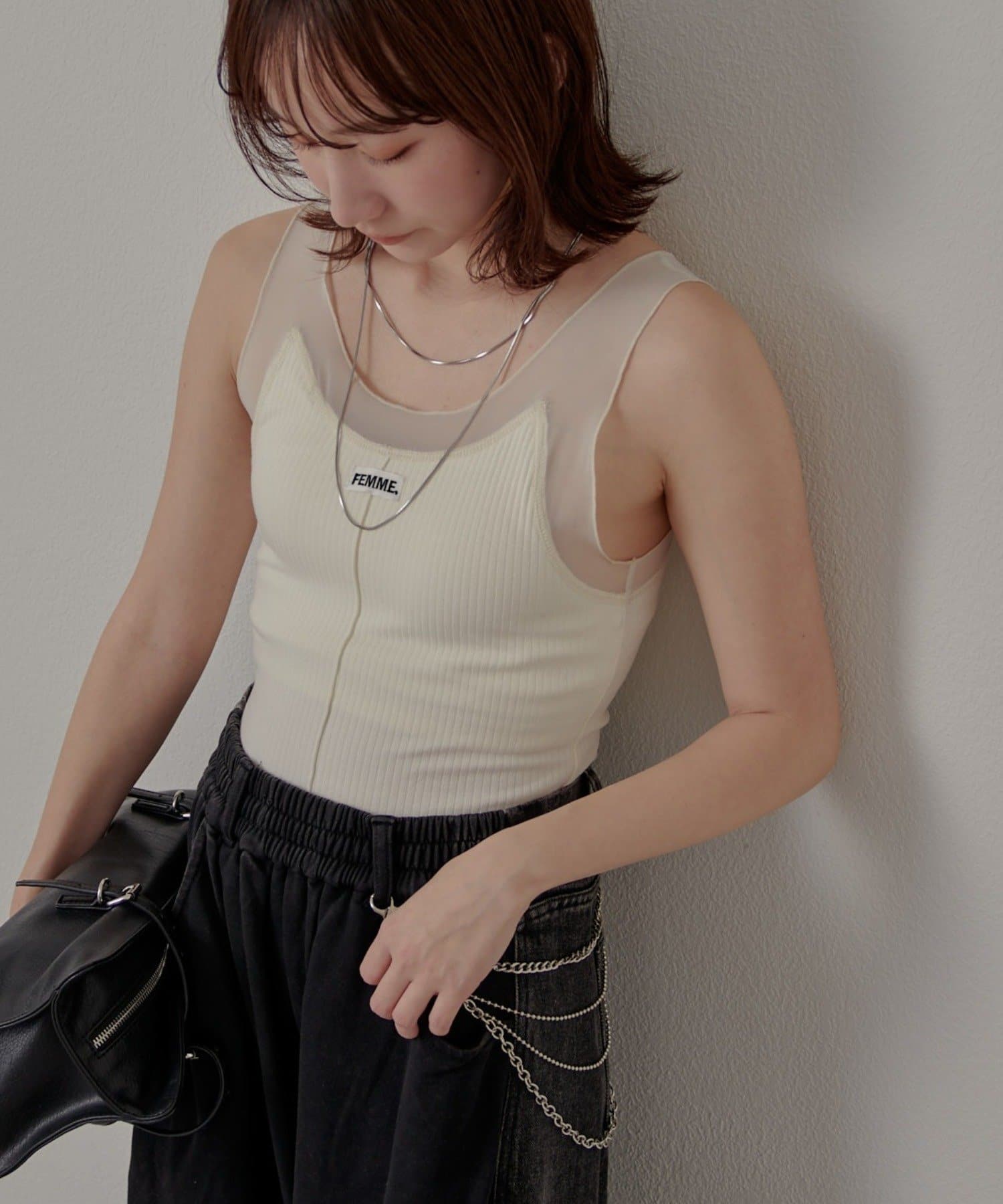 mline(エムライン) [mline]シアーレイヤーキャミソール