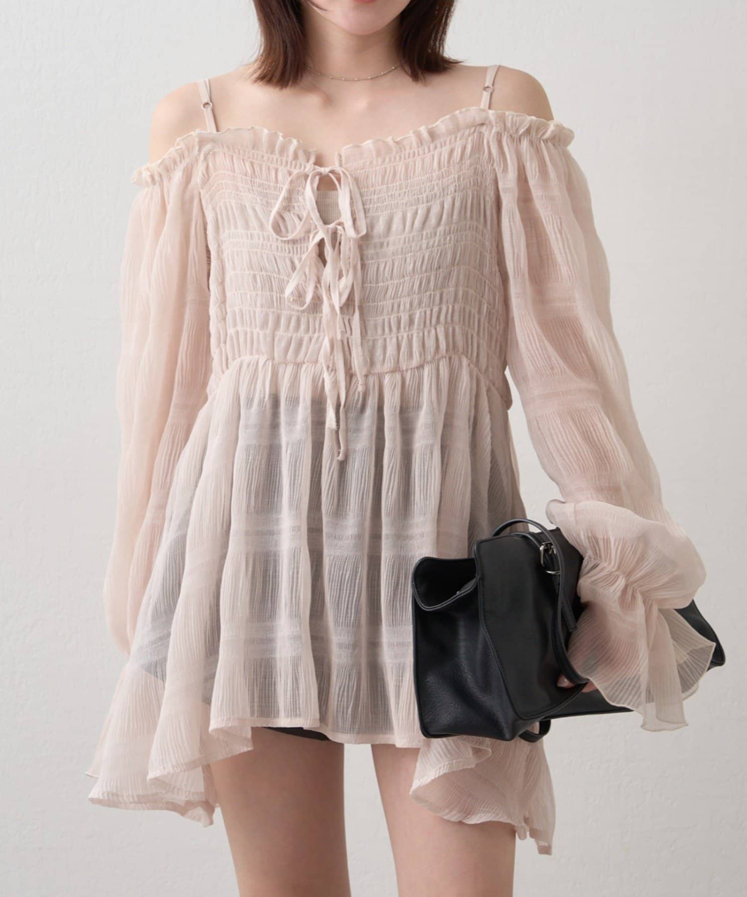 mline(エムライン) 【リバイバル商品】[mline]シアー楊柳 ティアードブラウス