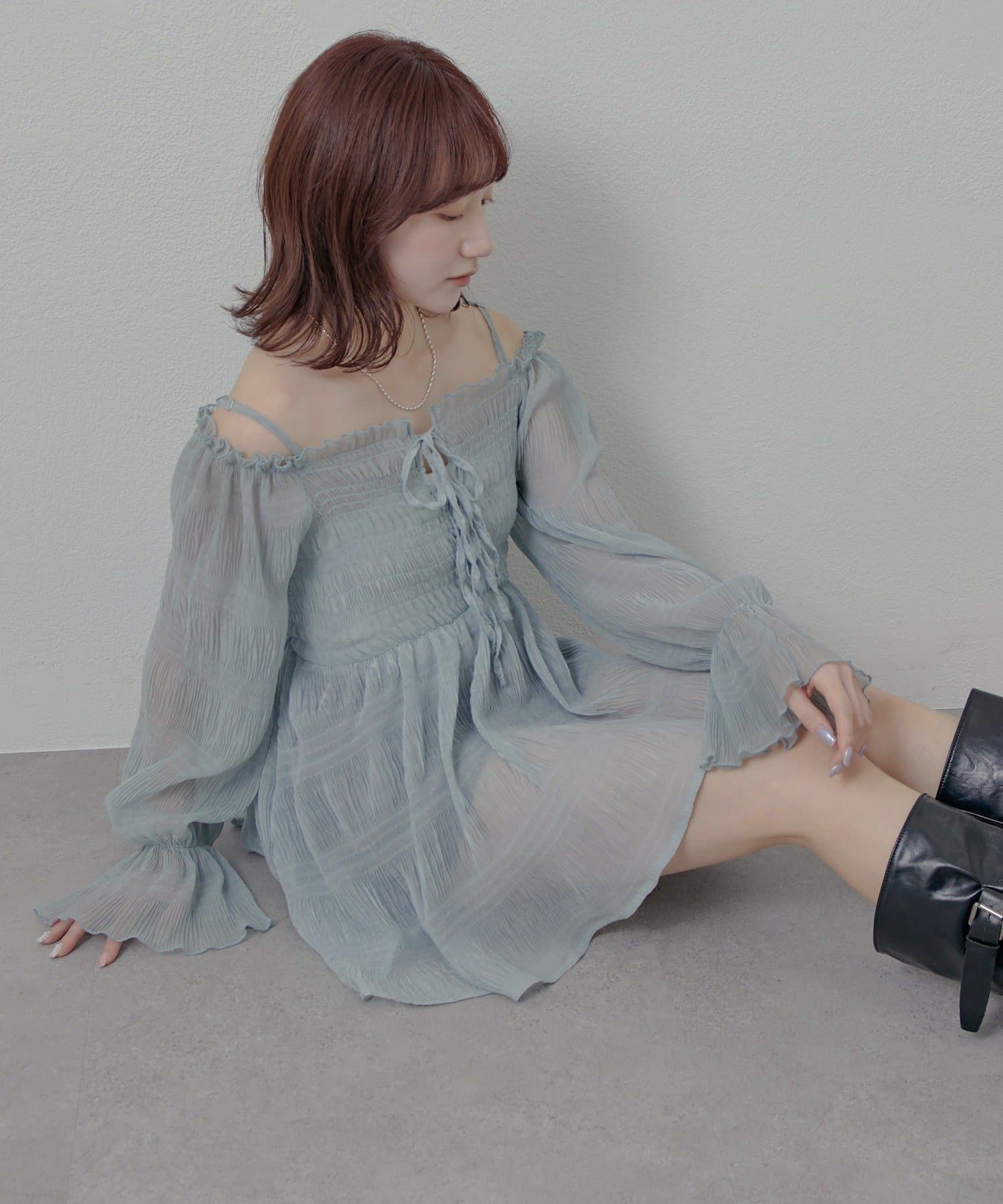 mline(エムライン) 【リバイバル商品】[mline]シアー楊柳 ティアードブラウス