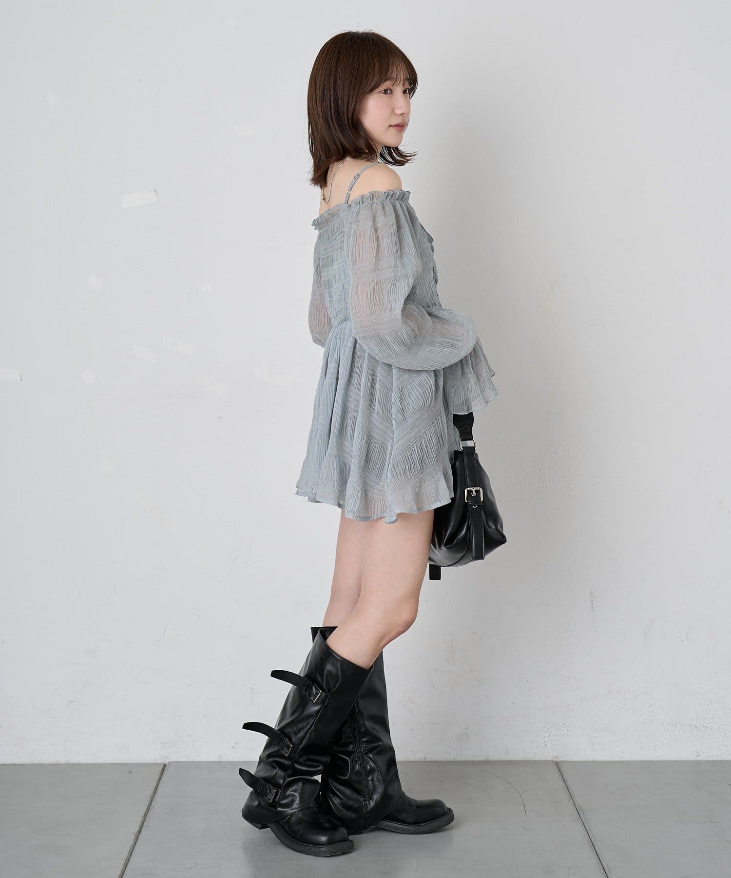 mline(エムライン) 【リバイバル商品】[mline]シアー楊柳 ティアードブラウス