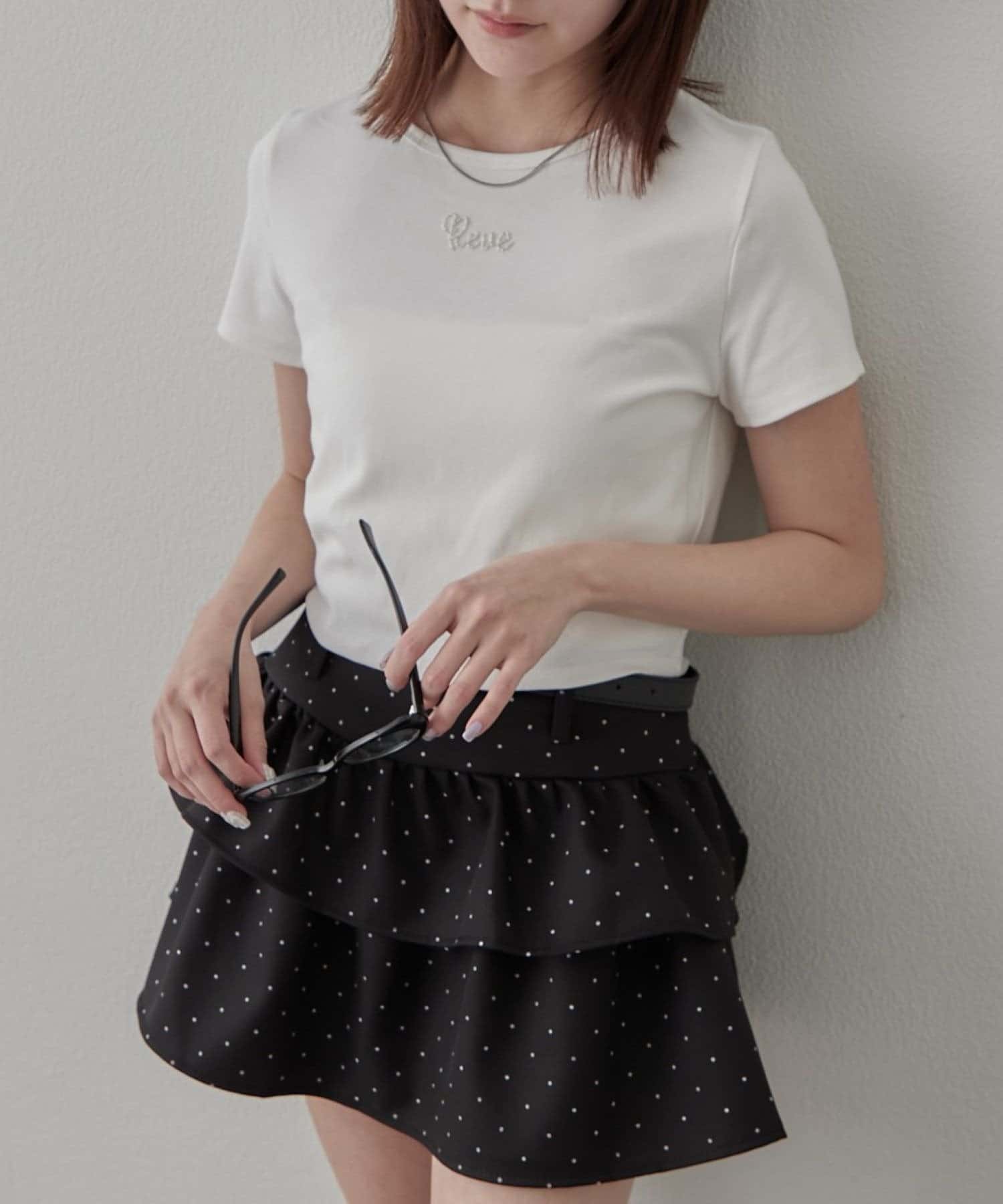 mline(エムライン) [mline]ビーズワンポイント ロゴTシャツ