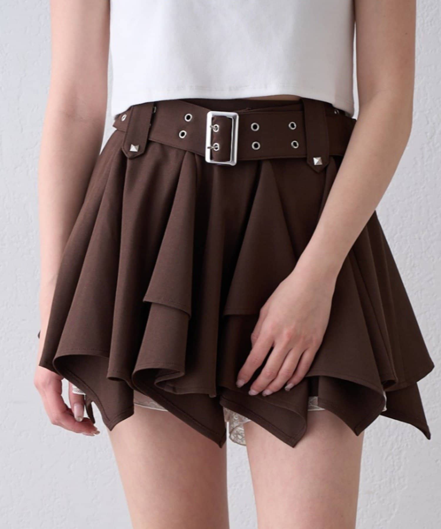 mline(エムライン) [mline]ベルトティアードスカート