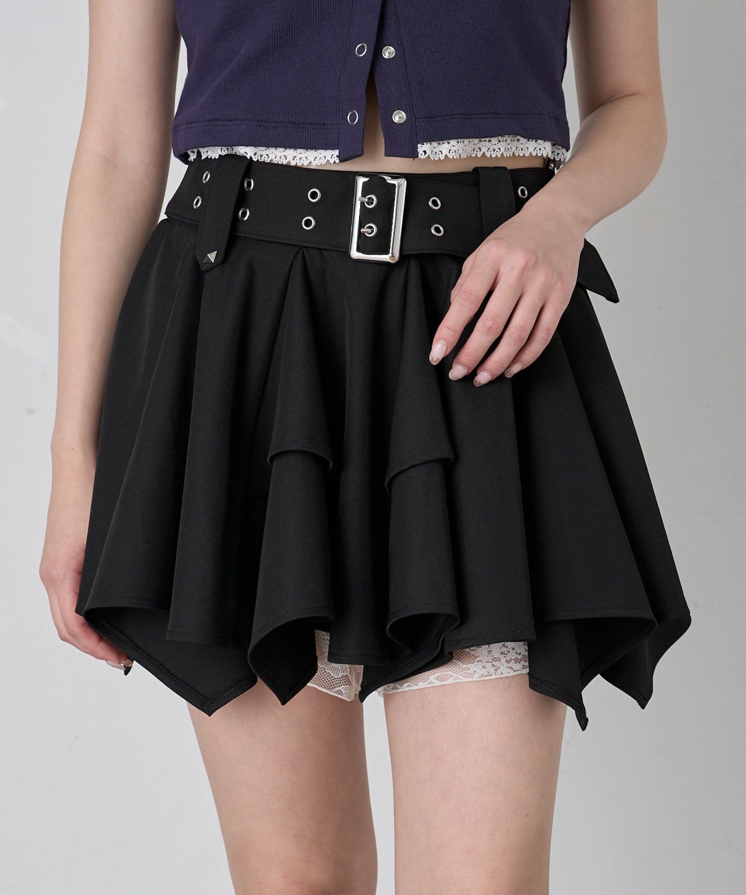 mline(エムライン) [mline]ベルトティアードスカート