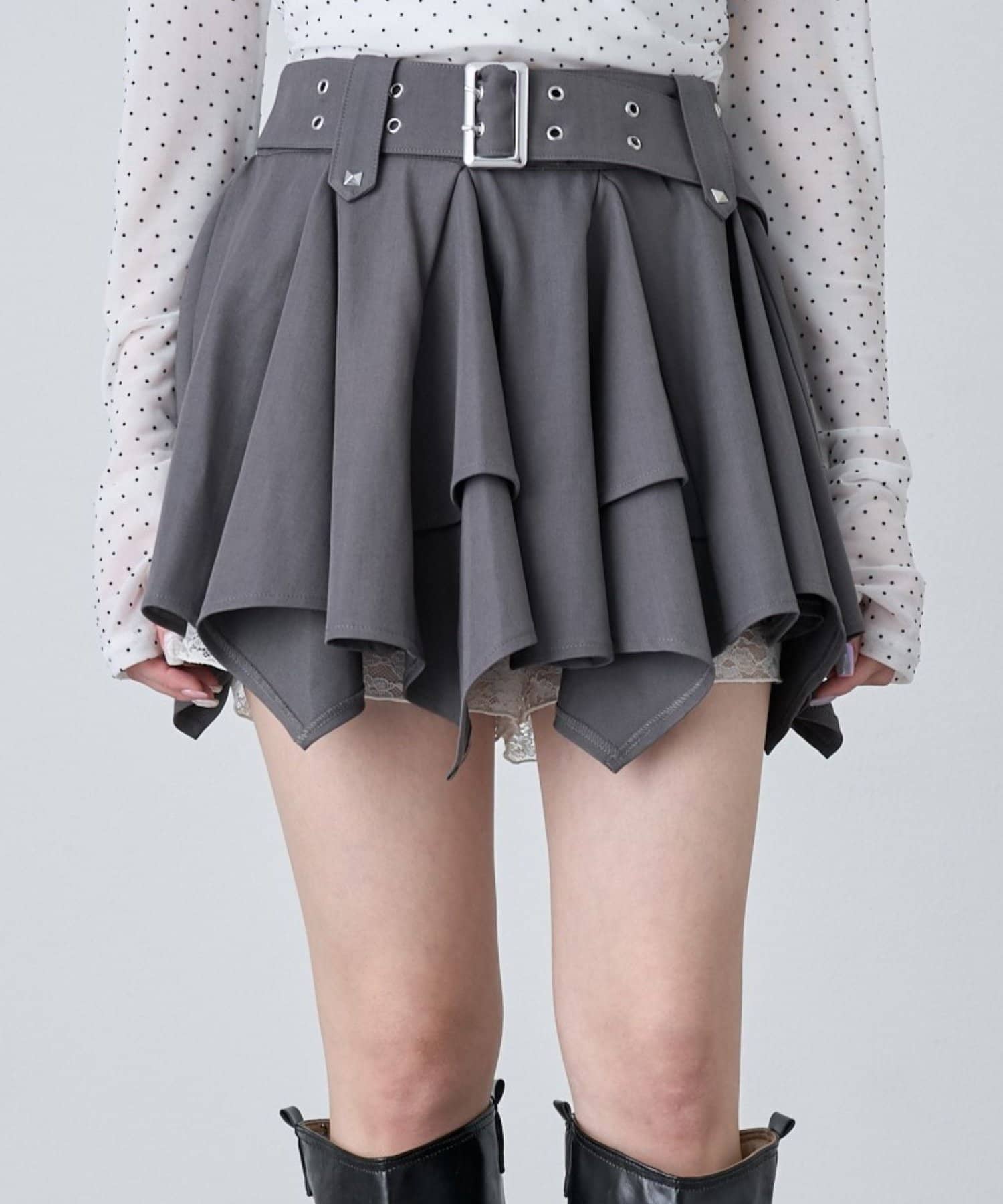 mline(エムライン) [mline]ベルトティアードスカート