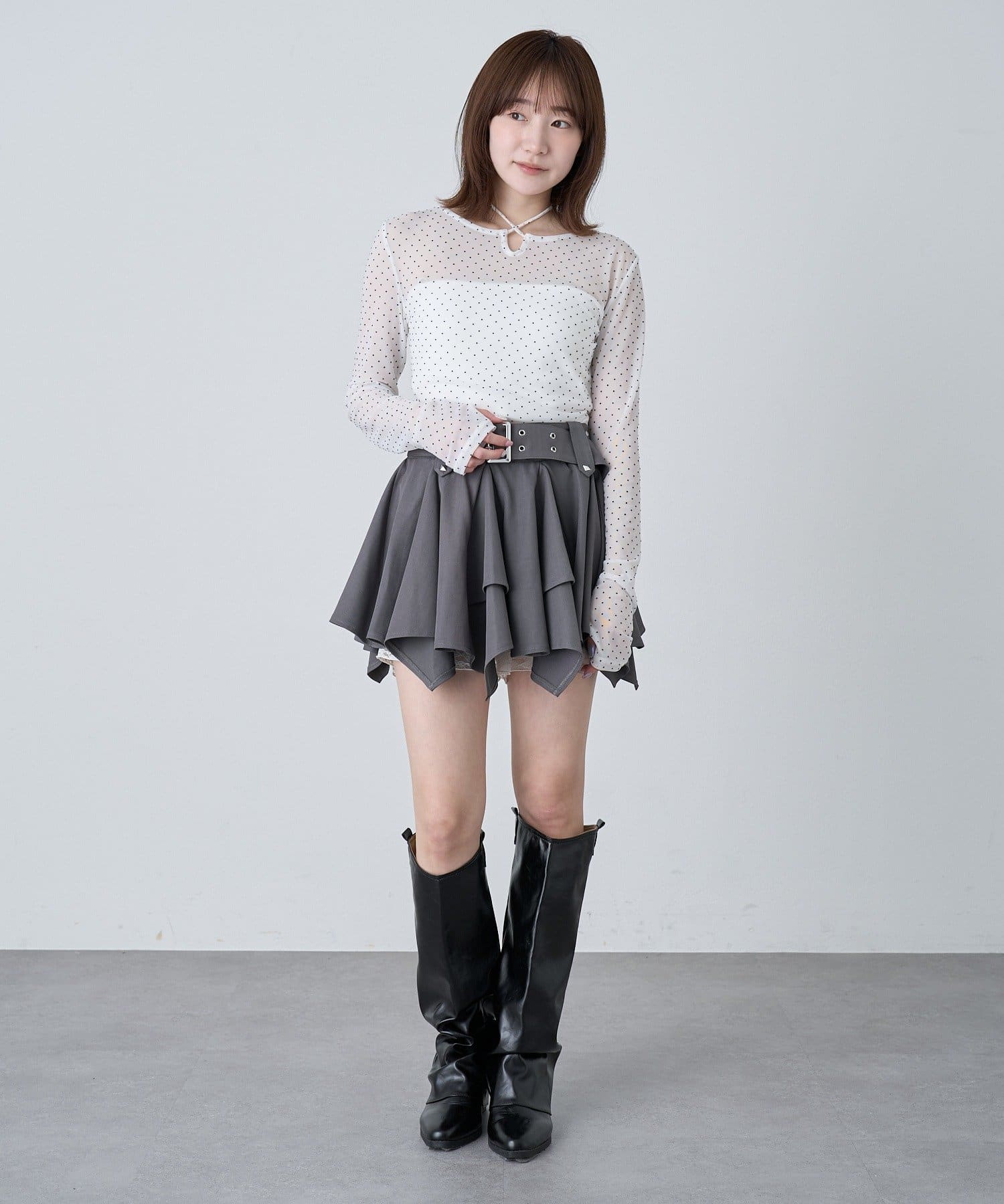 mline(エムライン) [mline]ベルトティアードスカート