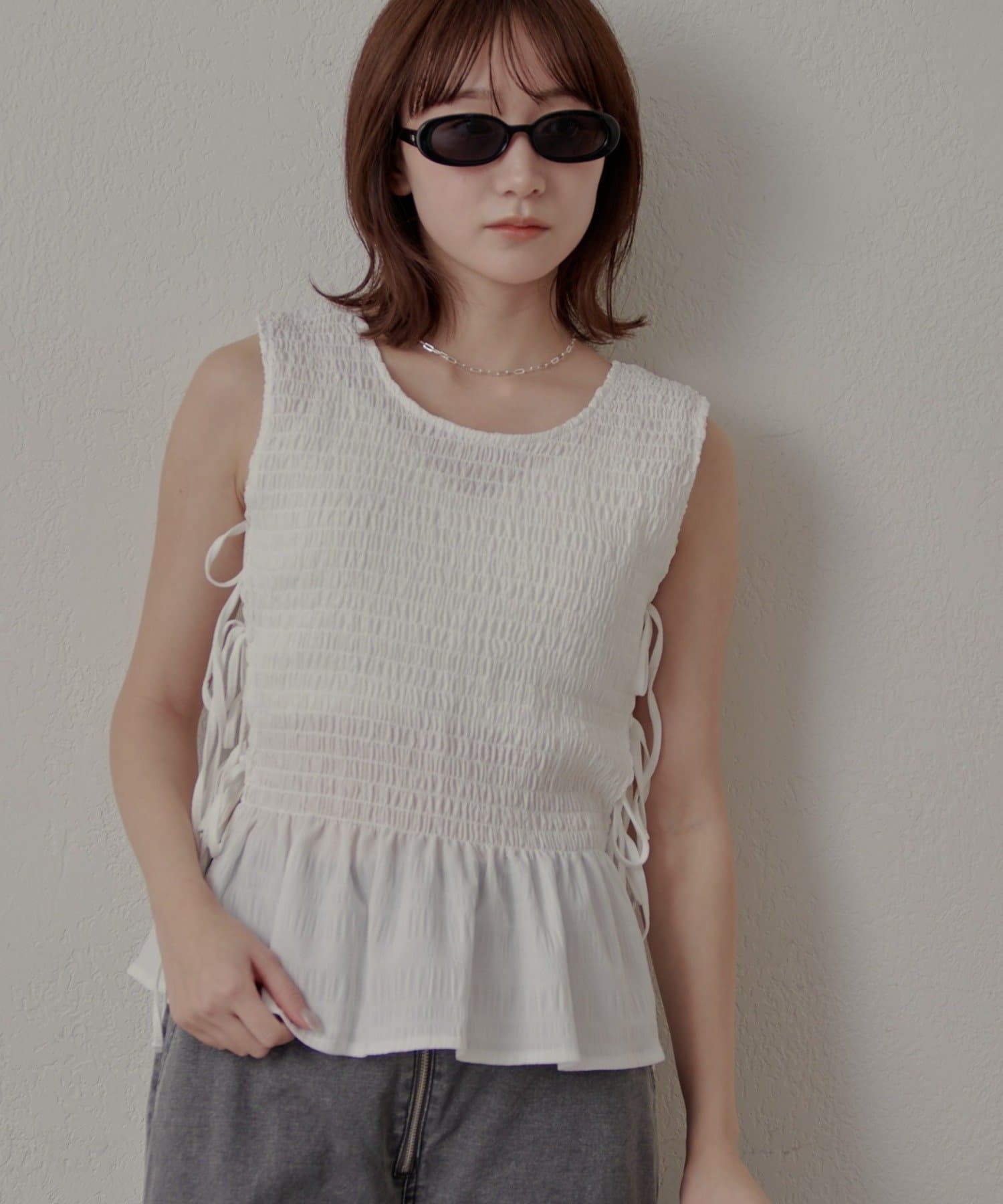 mline(エムライン) [mline]チェック ギャザーブラウス