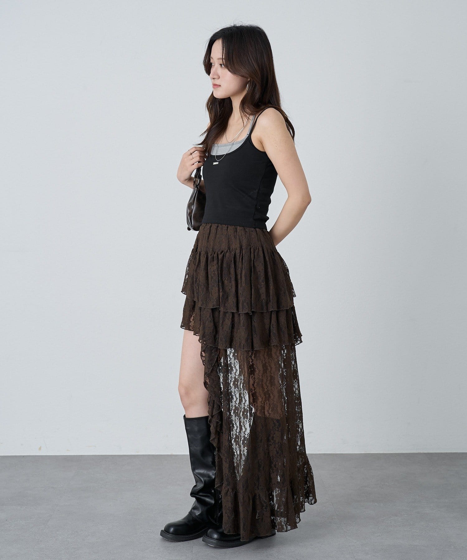 mline(エムライン) [mline]ヘムレーススカート