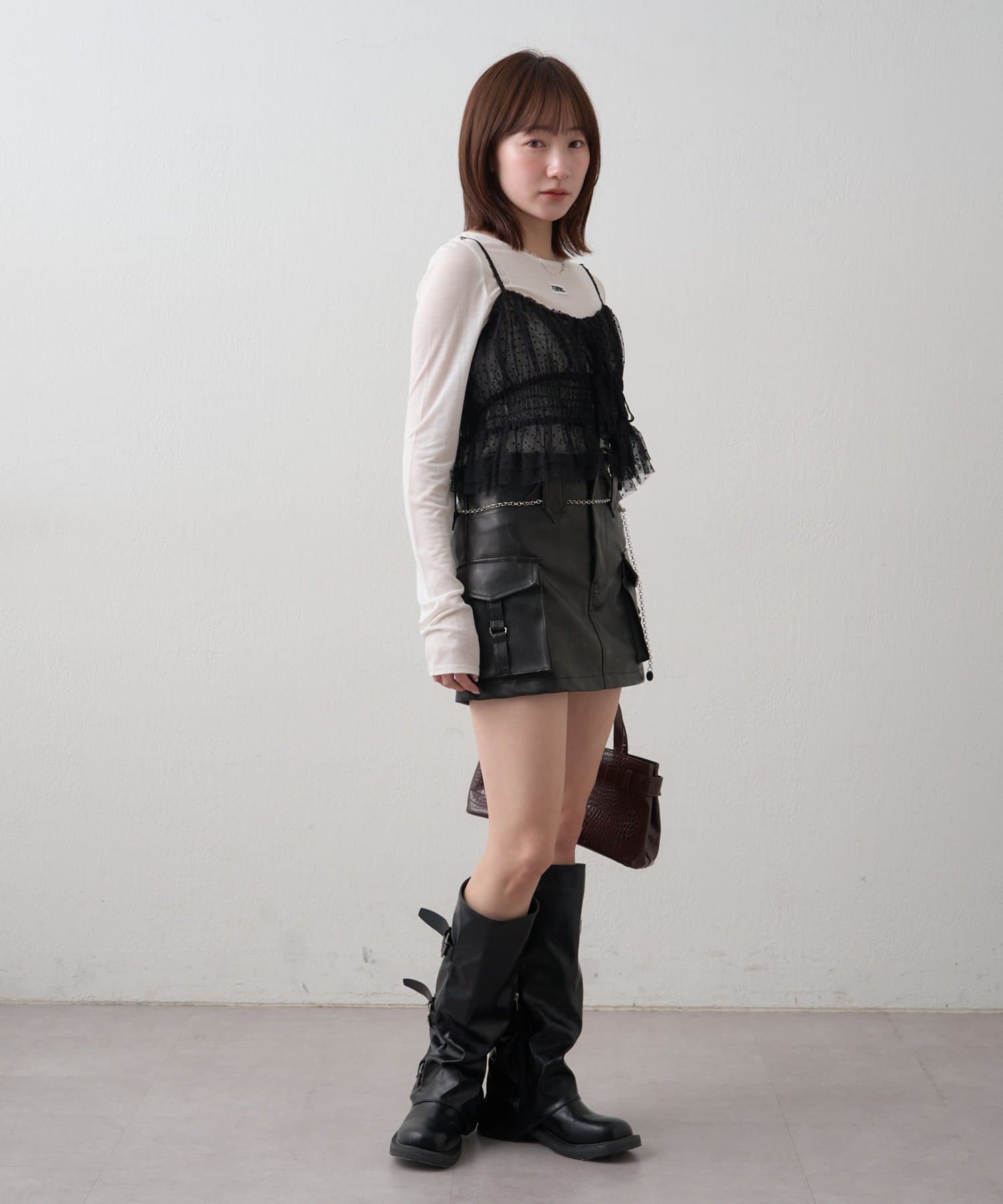 mline(エムライン) [mline]チュールギャザーキャミ