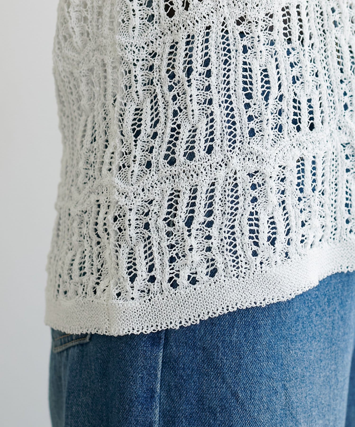 DISCOAT(ディスコート) レース編み衿付きカーディガン