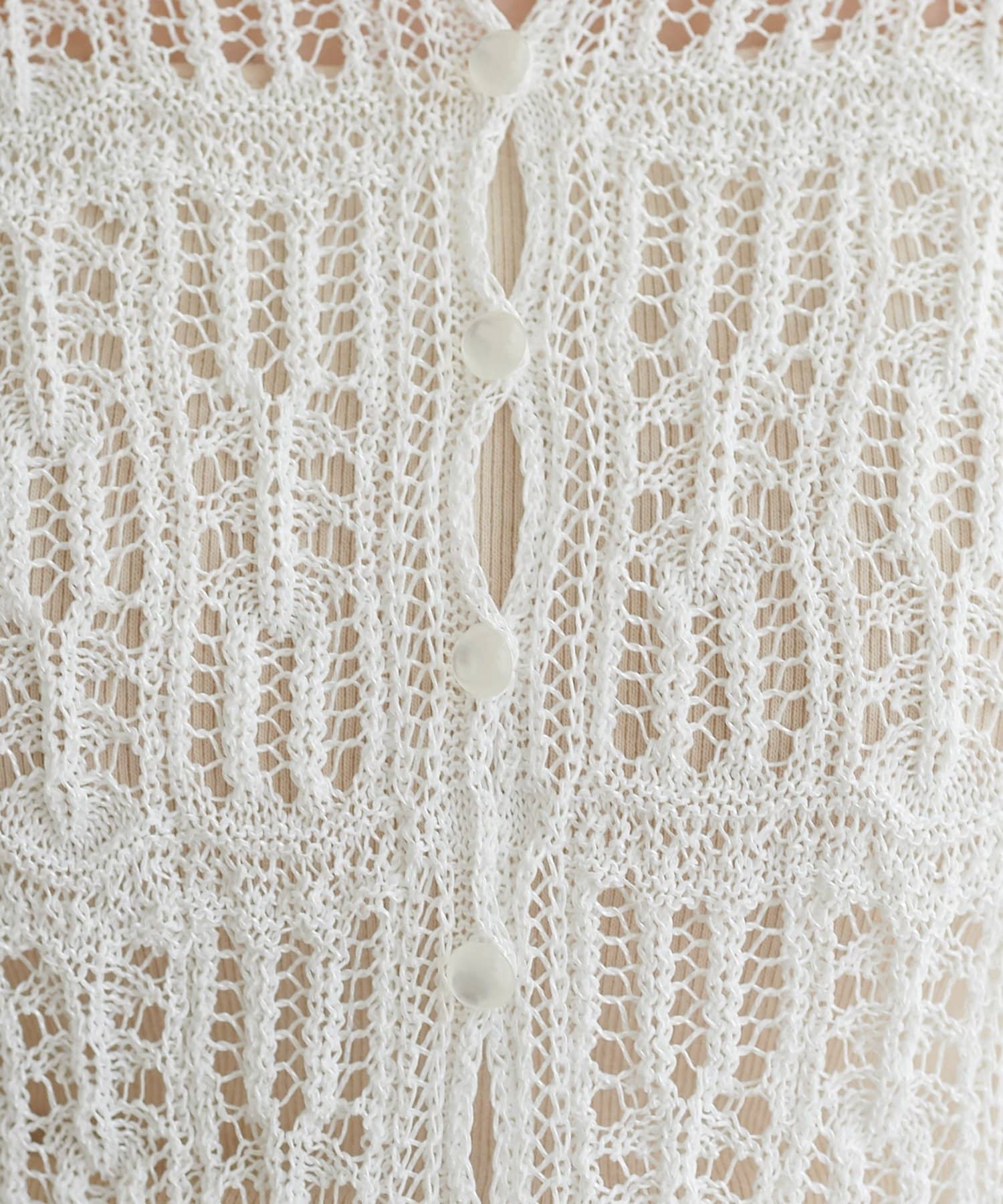 DISCOAT(ディスコート) レース編み衿付きカーディガン