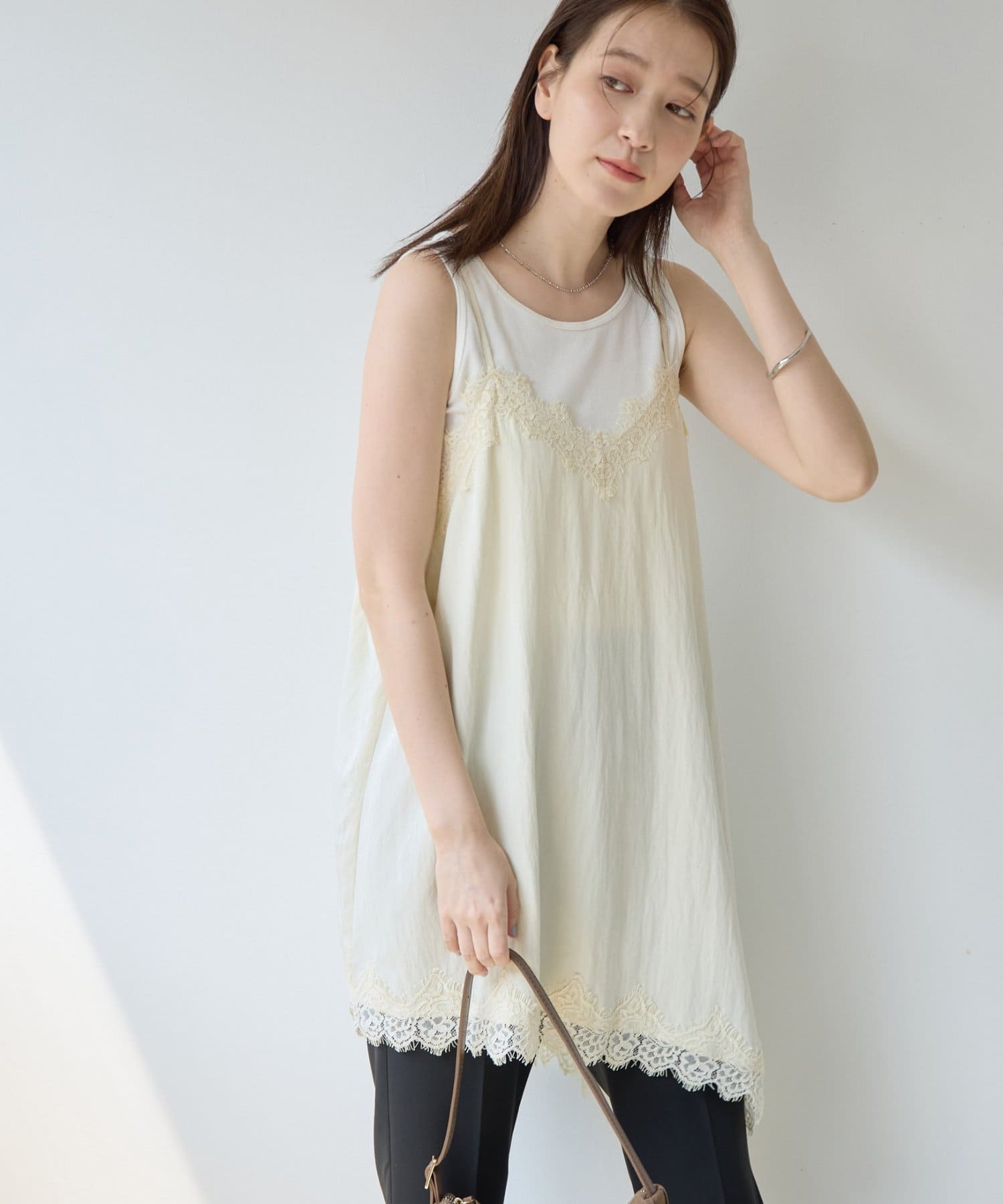 DISCOAT(ディスコート) 【Noka】ヴィンテージレースアシメキャミチュニック