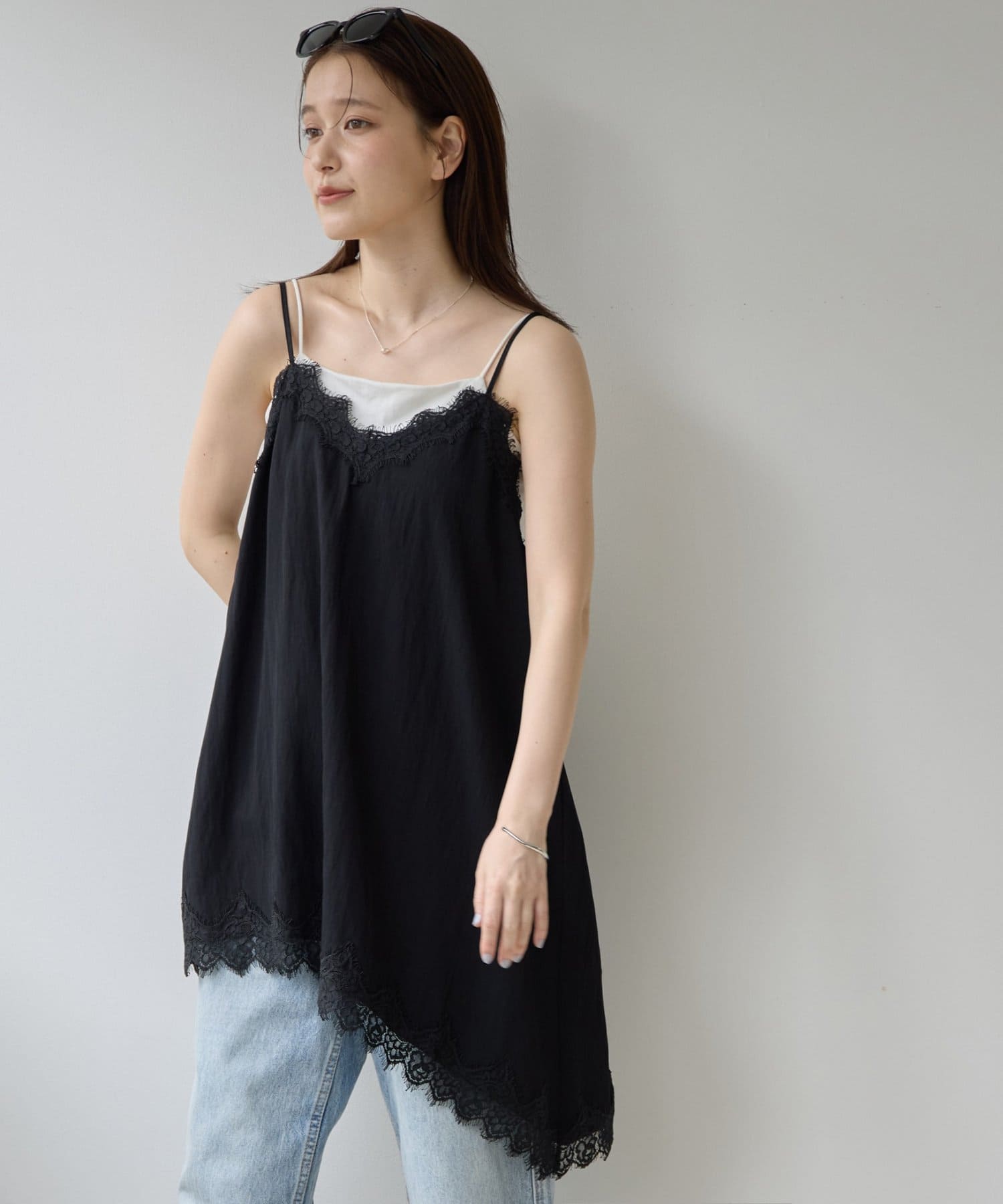 DISCOAT(ディスコート) 【Noka】ヴィンテージレースアシメキャミチュニック