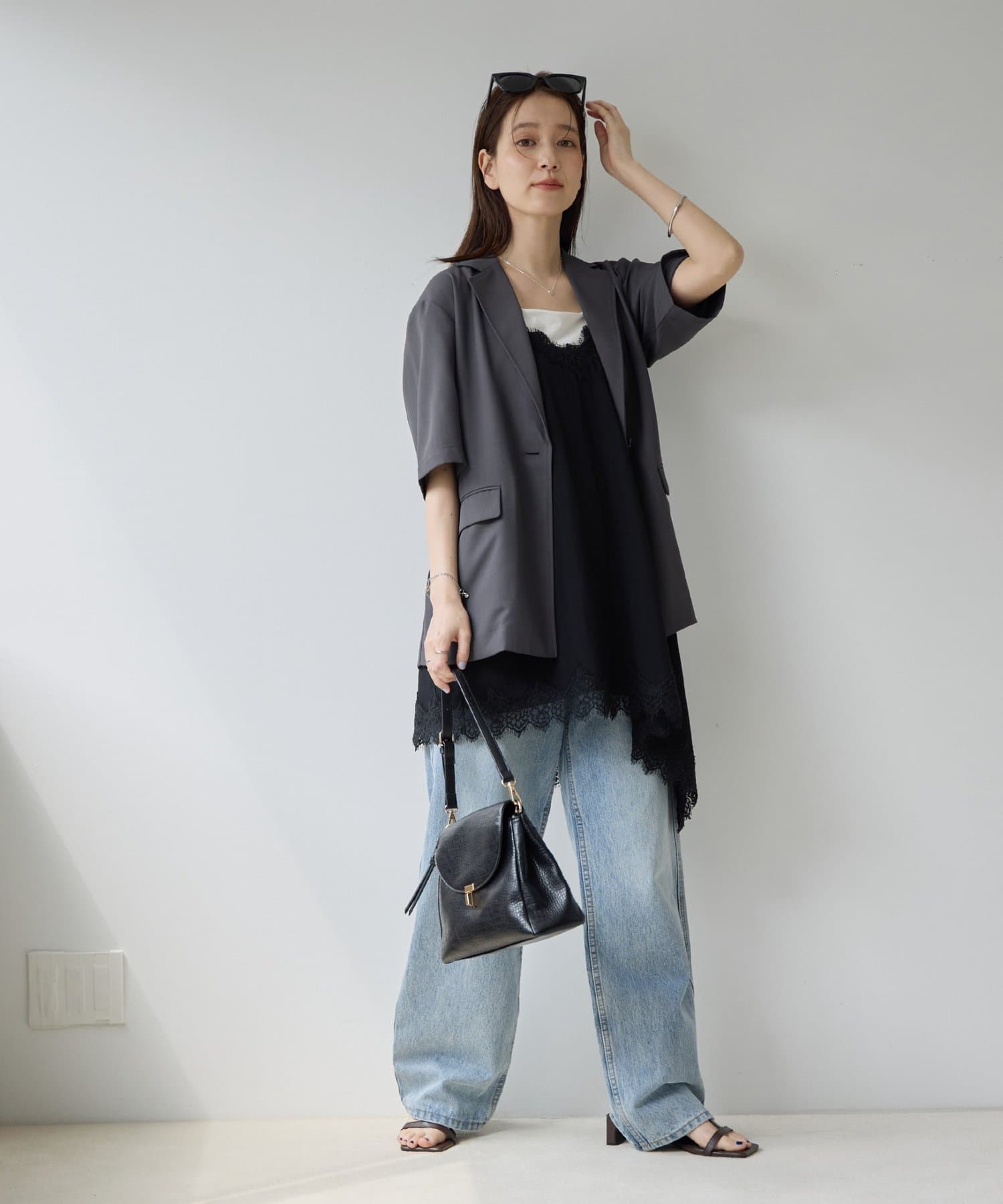 DISCOAT(ディスコート) 【Noka】ヴィンテージレースアシメキャミチュニック