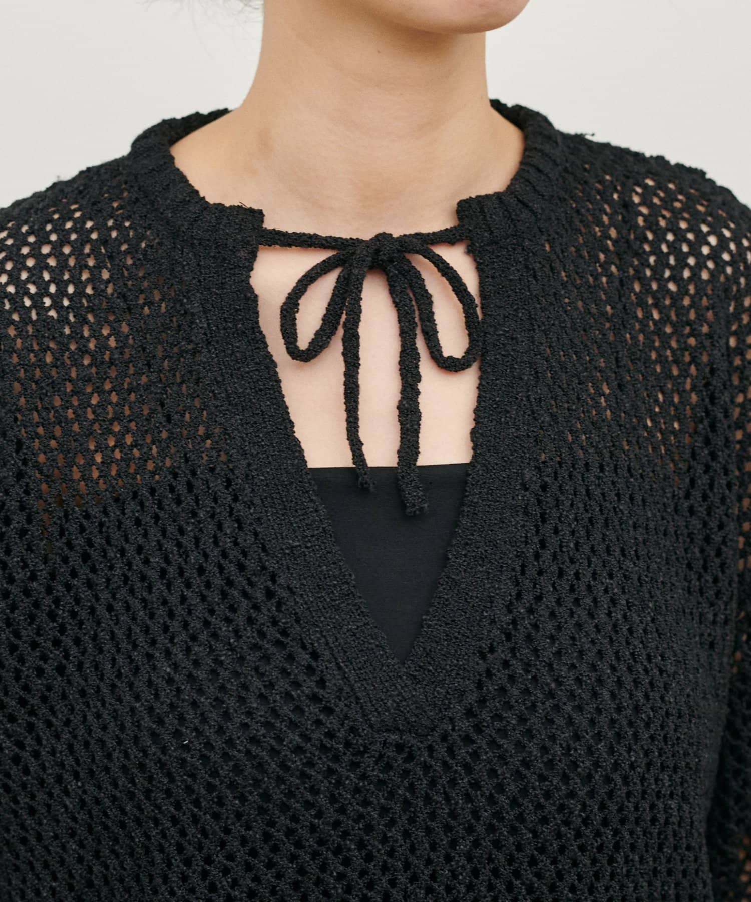 LARUTA(ラルータ) MIXメッシュキーネックプルオーバー