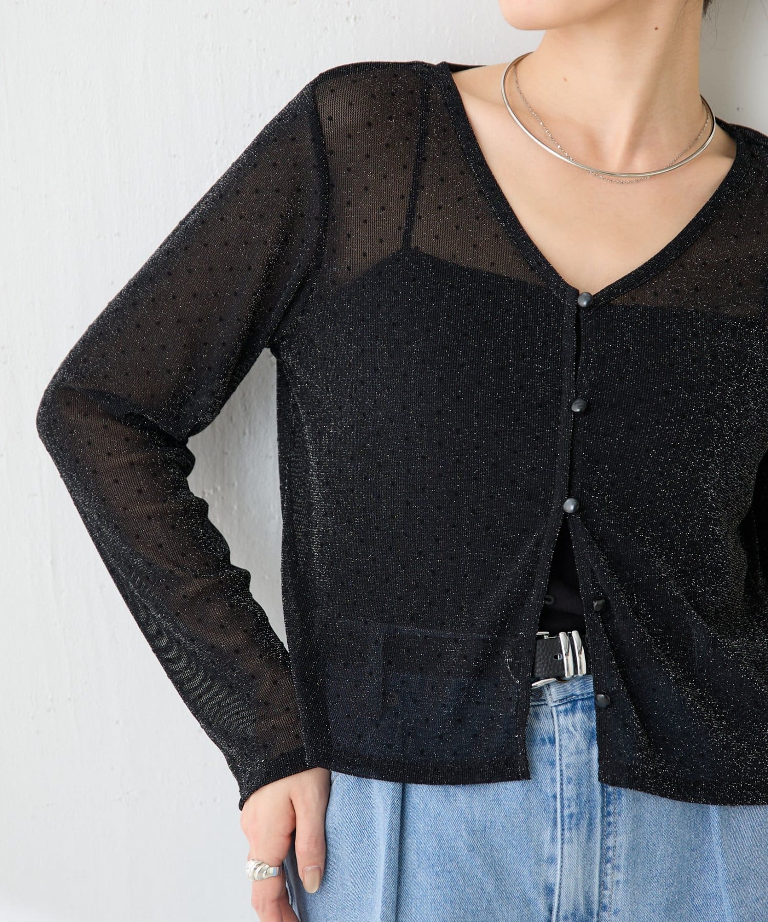 COLLAGE GALLARDAGALANTE(コラージュ ガリャルダガランテ) 【トレンドアイテム】シアードットカーディガン/アンサンブル