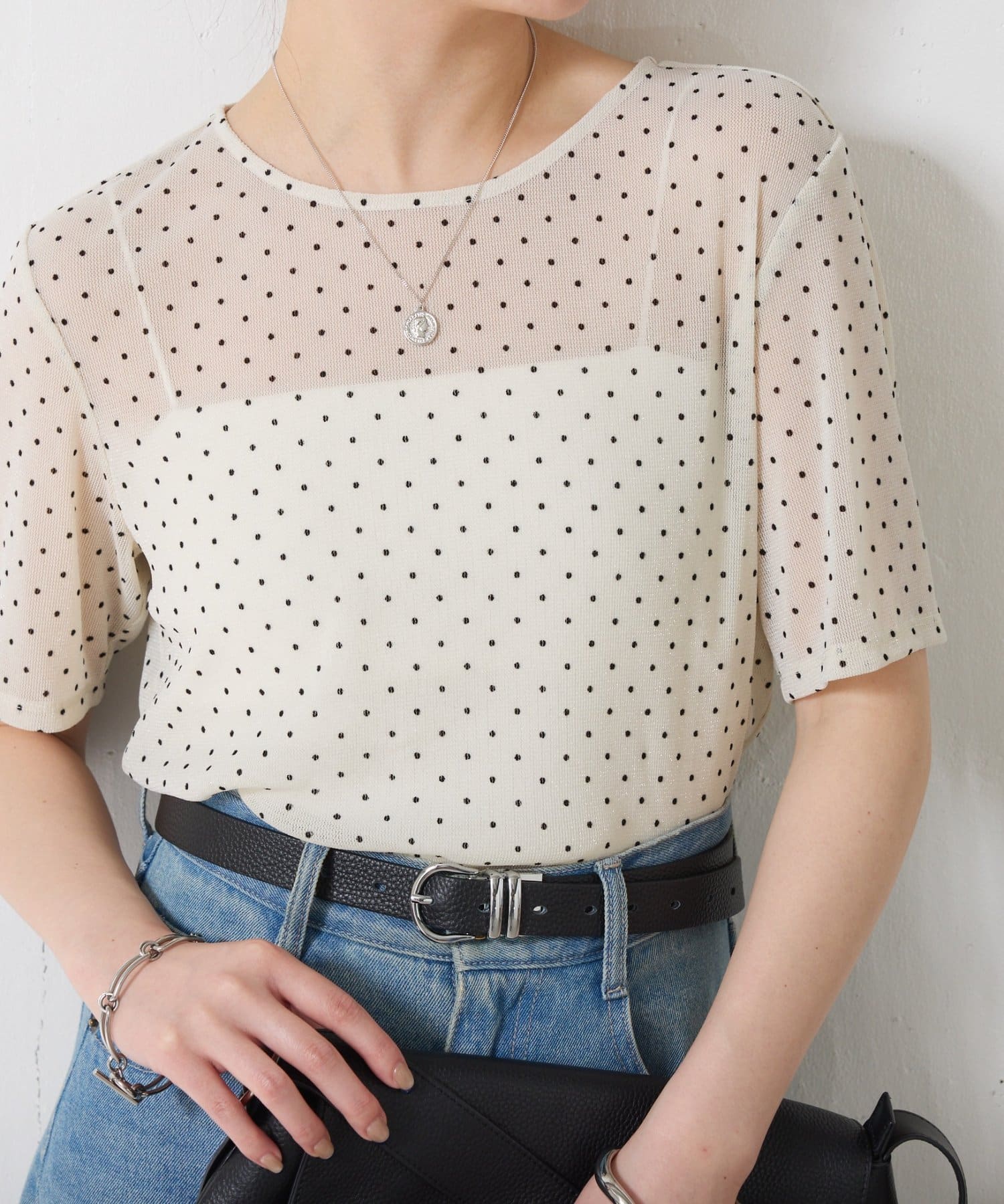 COLLAGE GALLARDAGALANTE(コラージュ ガリャルダガランテ) 【トレンドアイテム】シアードットチュールカットソー/アンサンブル