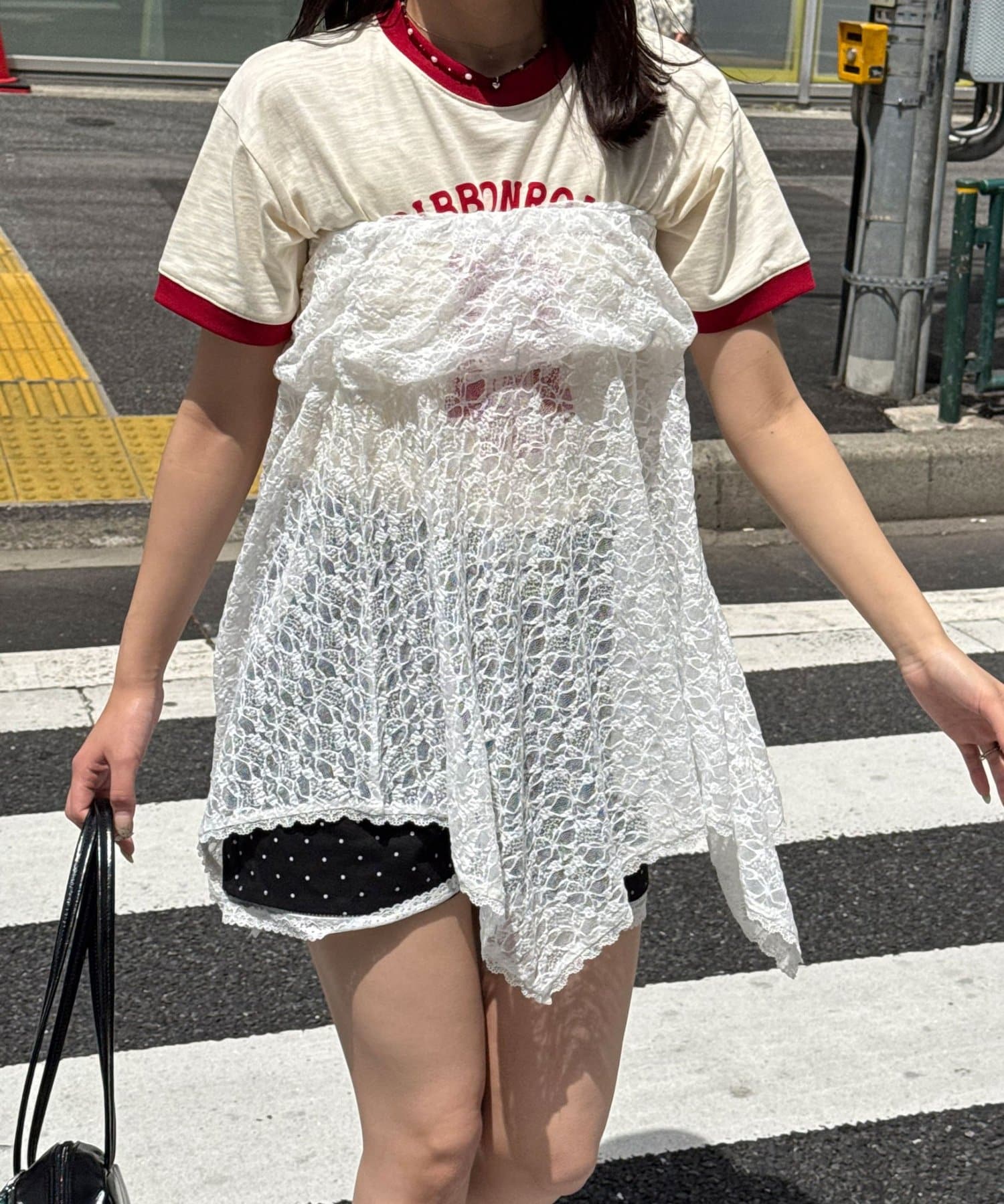 CIAOPANIC(チャオパニック) 2WAYレースイレヘムレイヤードミドルスカート