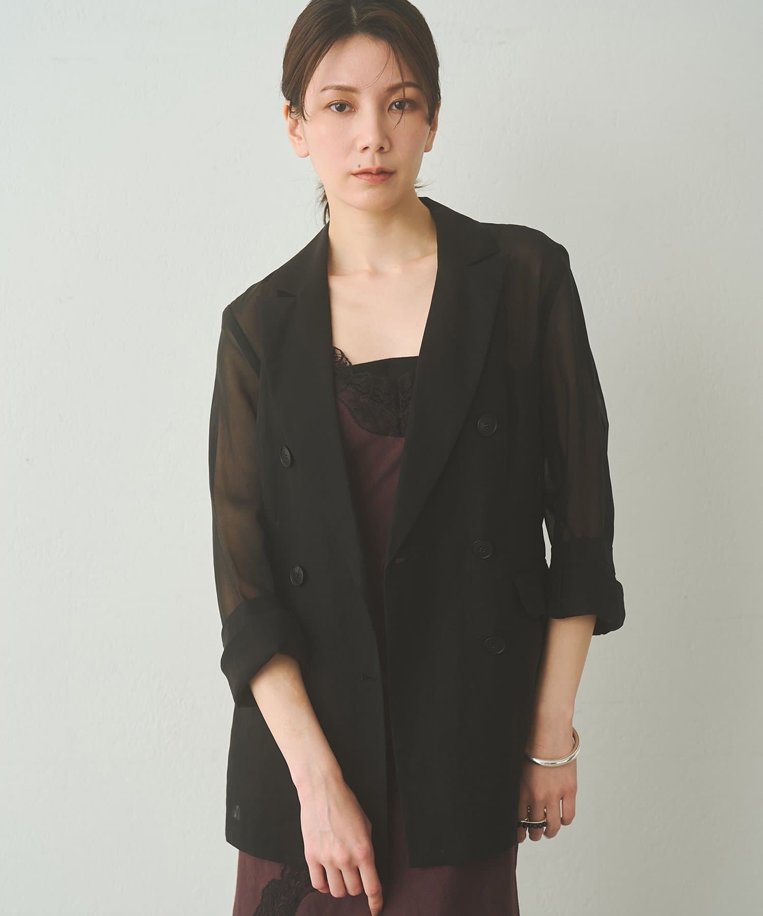 Whim Gazette(ウィム ガゼット) 【Drawing Numbers】コットンオーガンジーダブルジャケット