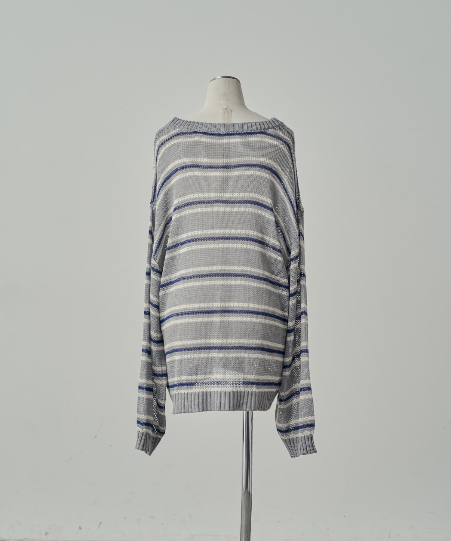 -goocy-(グーシー) Vネックボーダーシアーニット