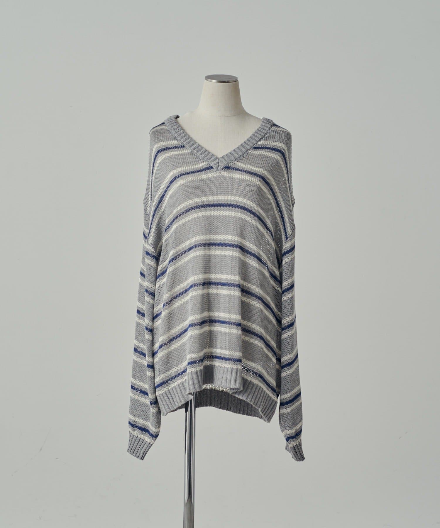 -goocy-(グーシー) Vネックボーダーシアーニット