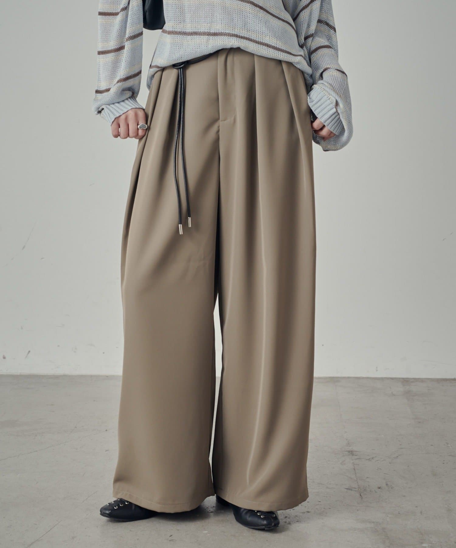 -goocy-(グーシー) エステルツイルタックワイドパンツ