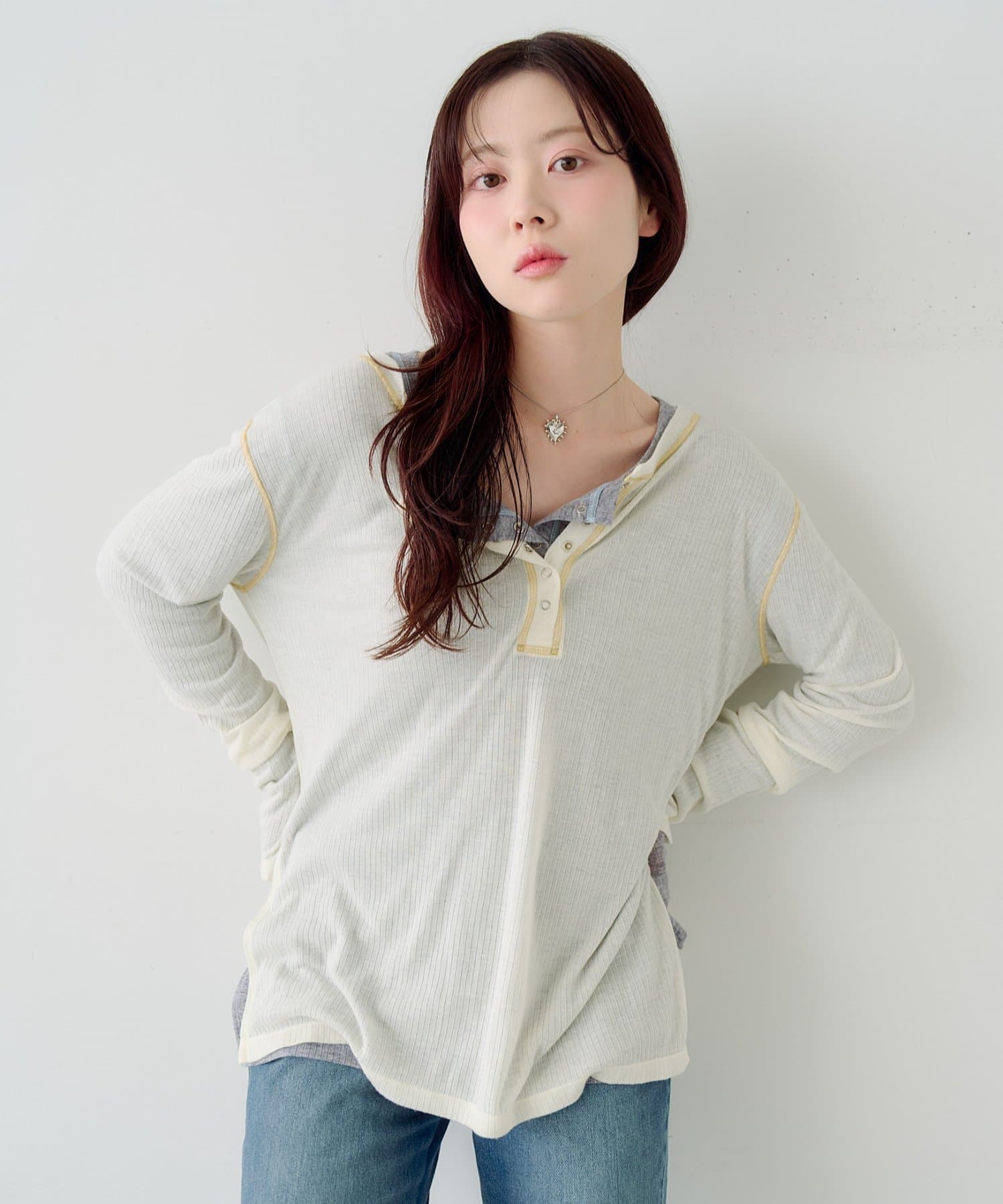 Kastane(カスタネ) 【3.20(金)12:00発売】とろみヘンリーロンTEE