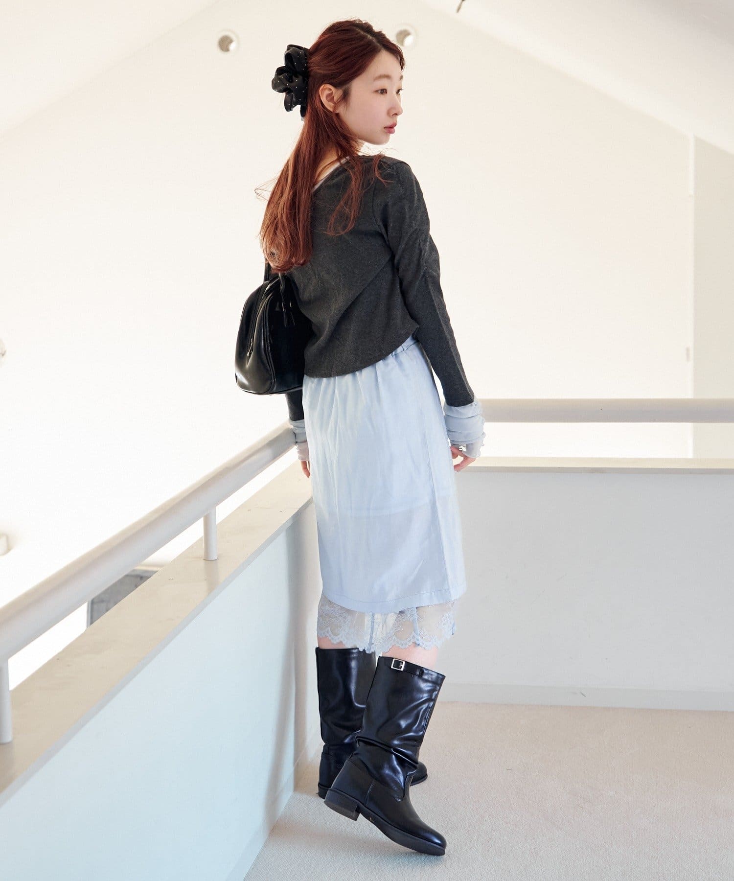 Kastane(カスタネ) 袖チュールテレコカーディガン