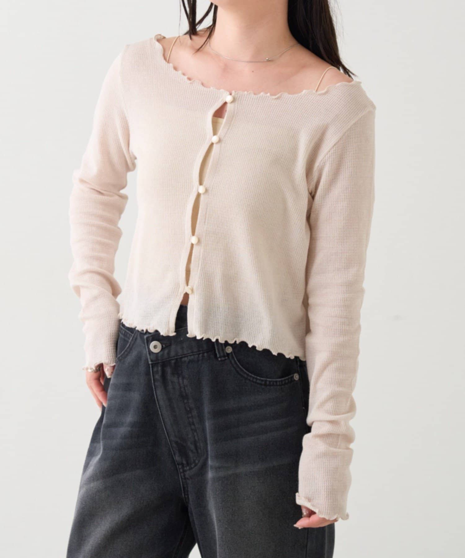 Kastane(カスタネ) 【4色展開】B ワッフルコンパクトカーディガン