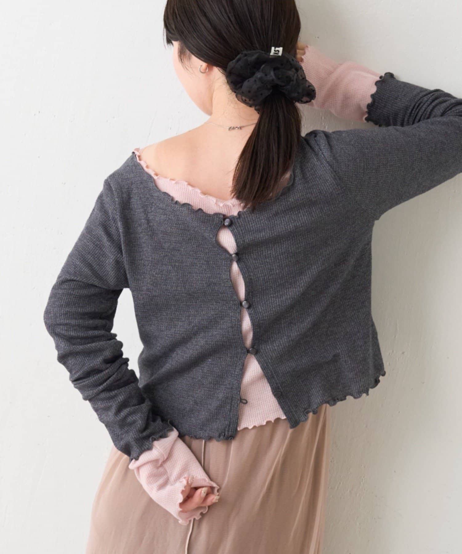 Kastane(カスタネ) 【4色展開】B ワッフルコンパクトカーディガン