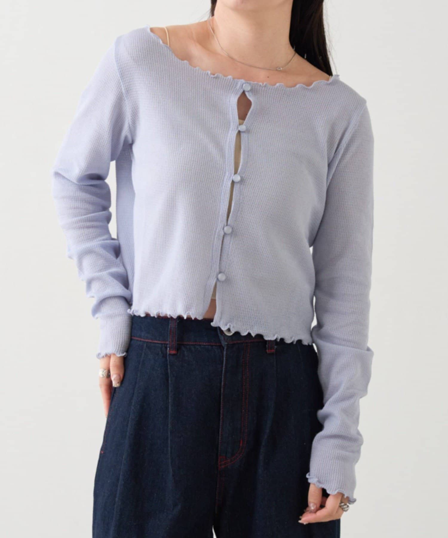 Kastane(カスタネ) 【4色展開】B ワッフルコンパクトカーディガン