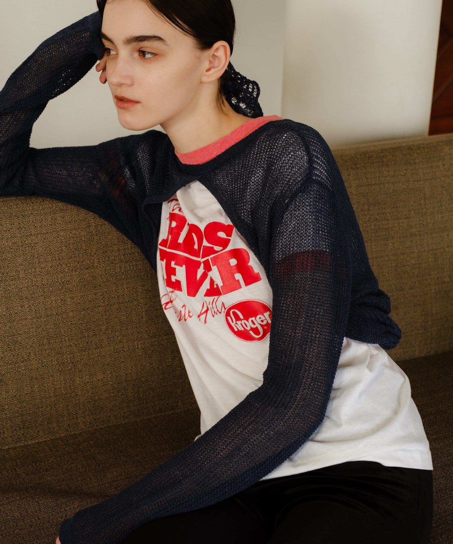 SHENERY(シーナリー) バックデザインペーパーメッシュカーディガン