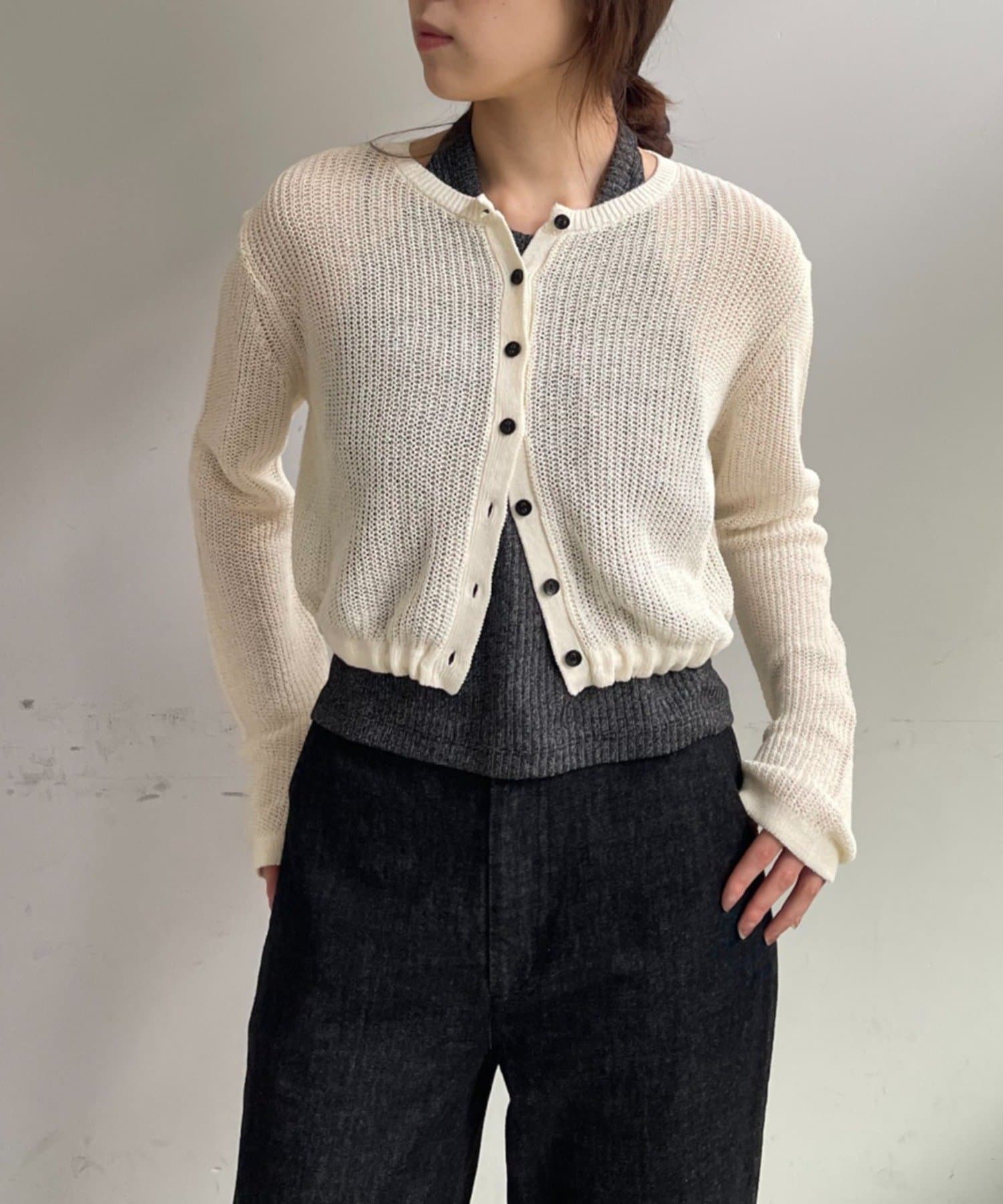 SHENERY(シーナリー) バックデザインペーパーメッシュカーディガン