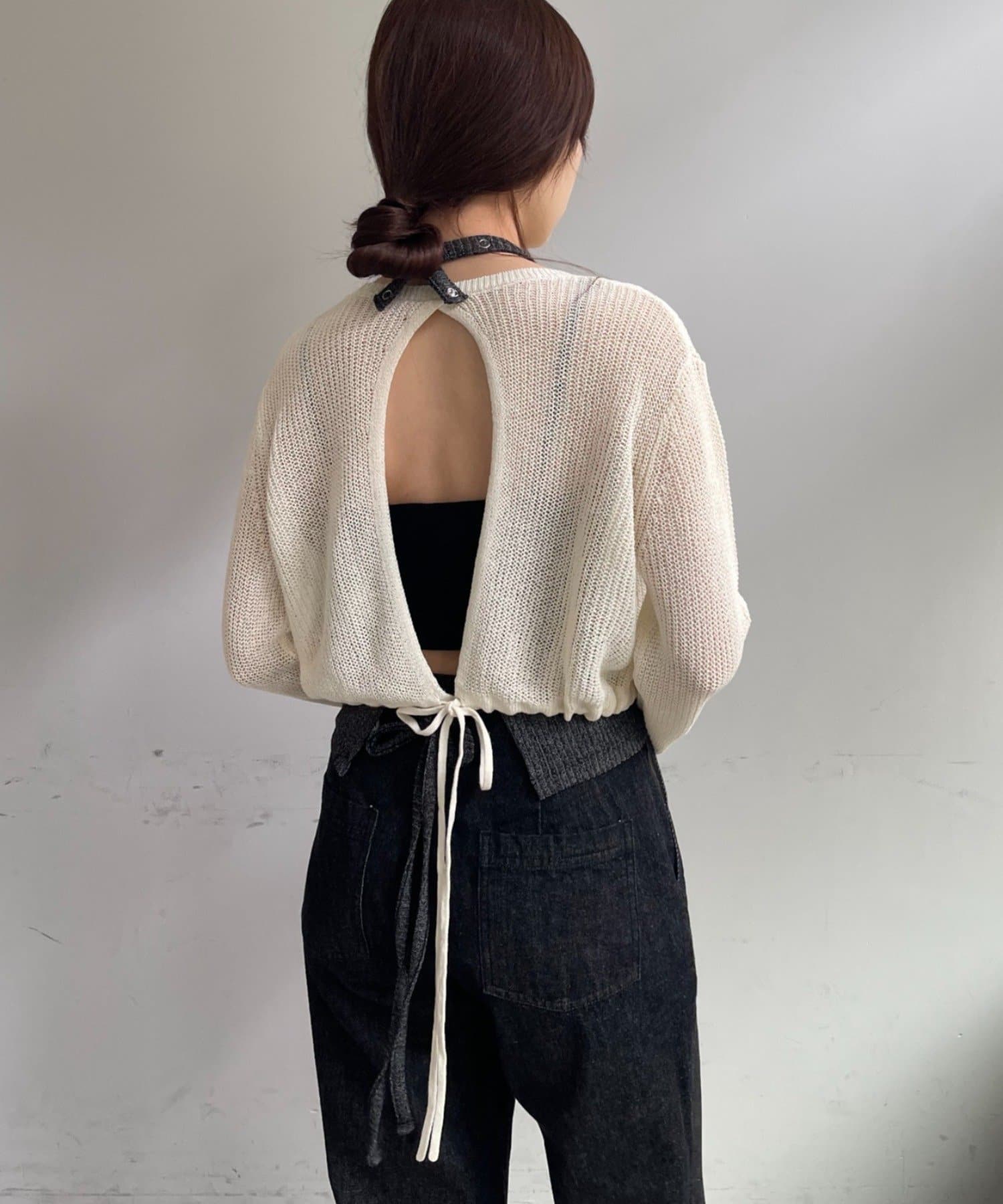 SHENERY(シーナリー) バックデザインペーパーメッシュカーディガン