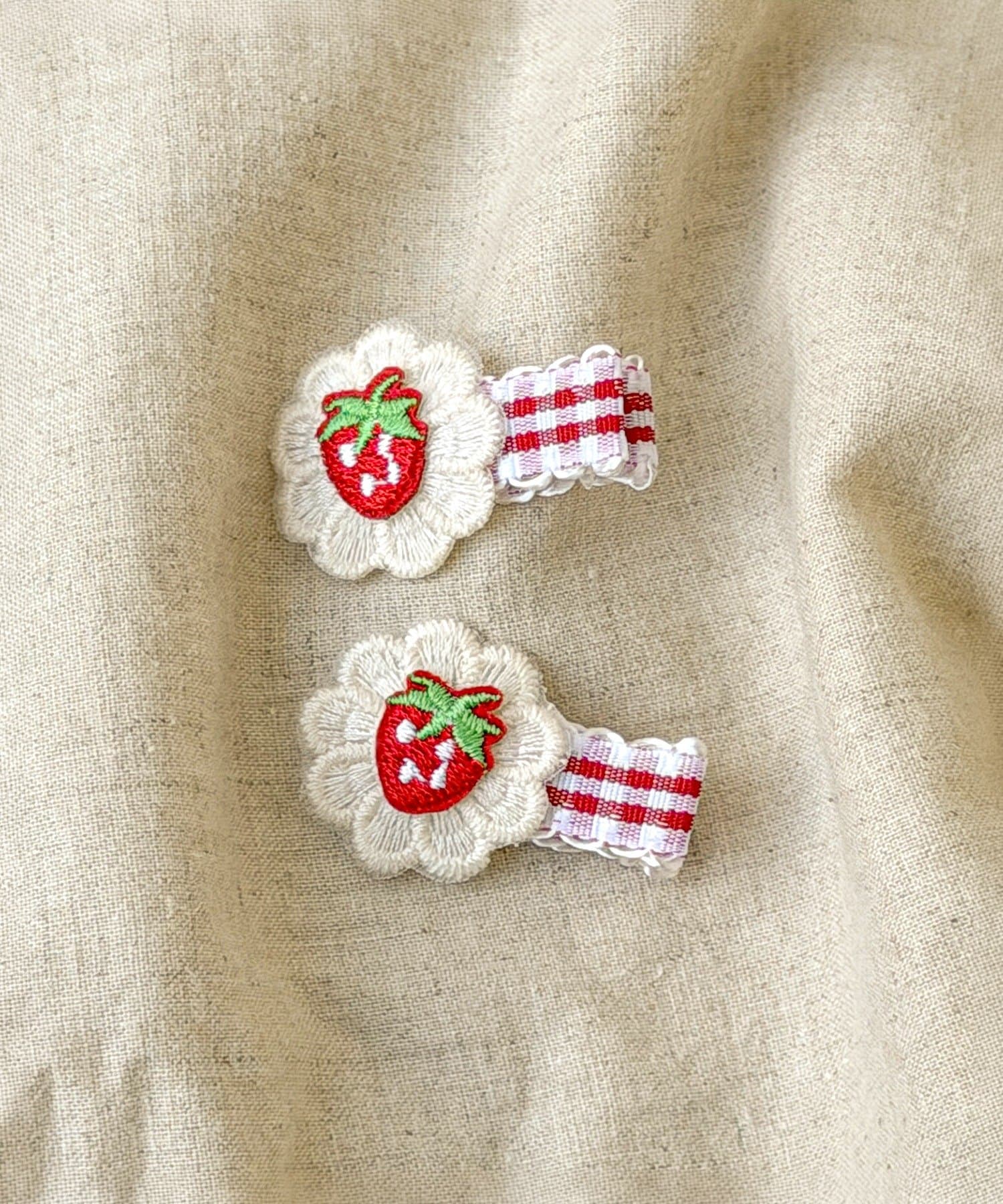 3COINS(スリーコインズ) ギンガムチェックミニクリップ2個セット／KIDS