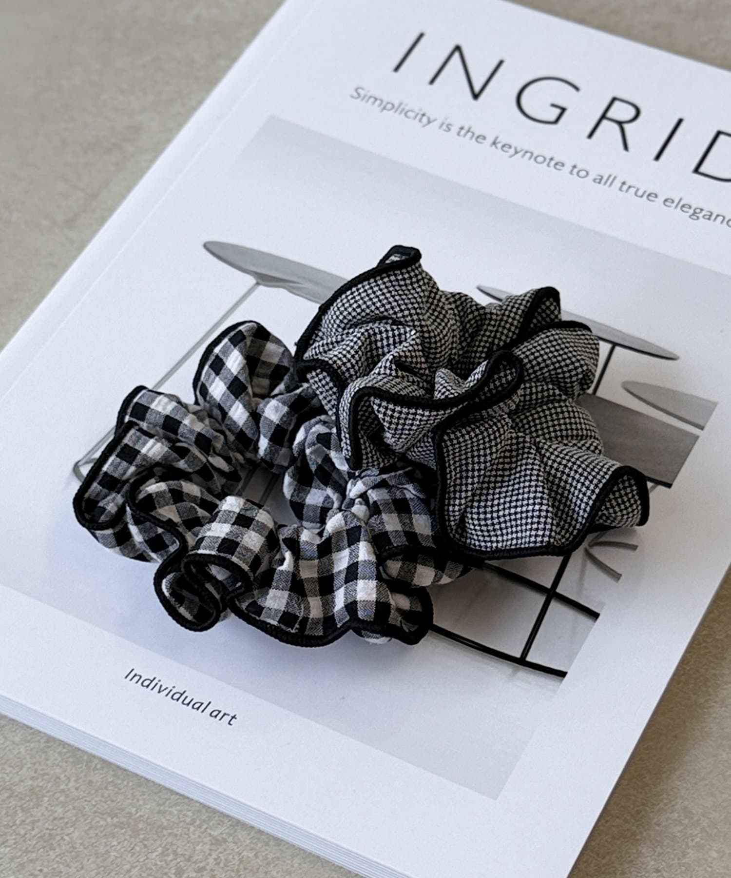 3COINS(スリーコインズ) ギンガムチェックポニー2個セット