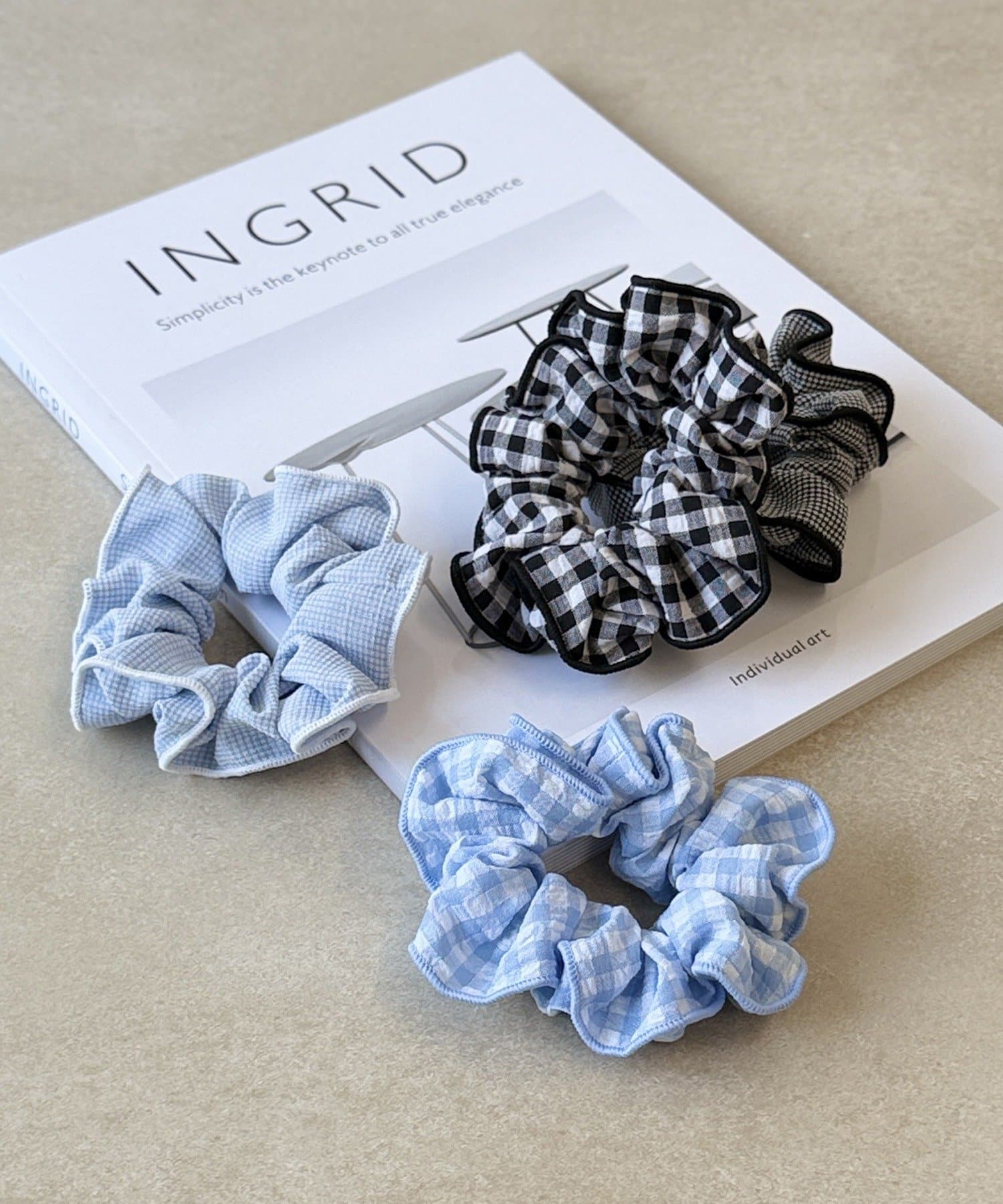 3COINS(スリーコインズ) ギンガムチェックポニー2個セット