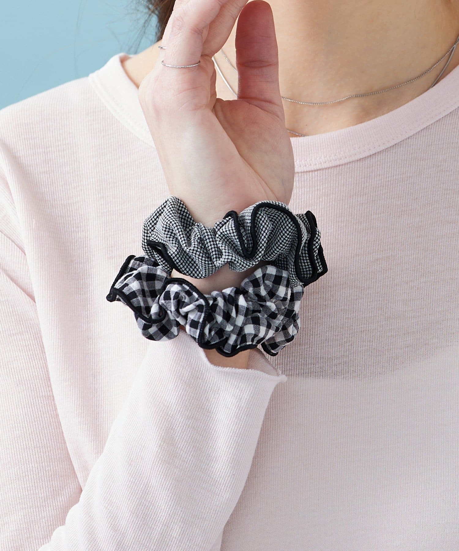 3COINS(スリーコインズ) ギンガムチェックポニー2個セット