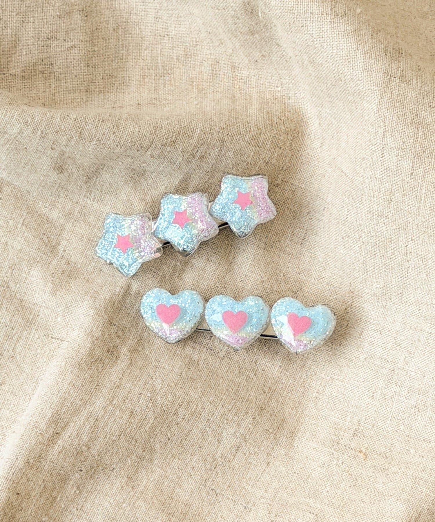 3COINS(スリーコインズ) ラメスターハートクリップ2個セット／KIDS